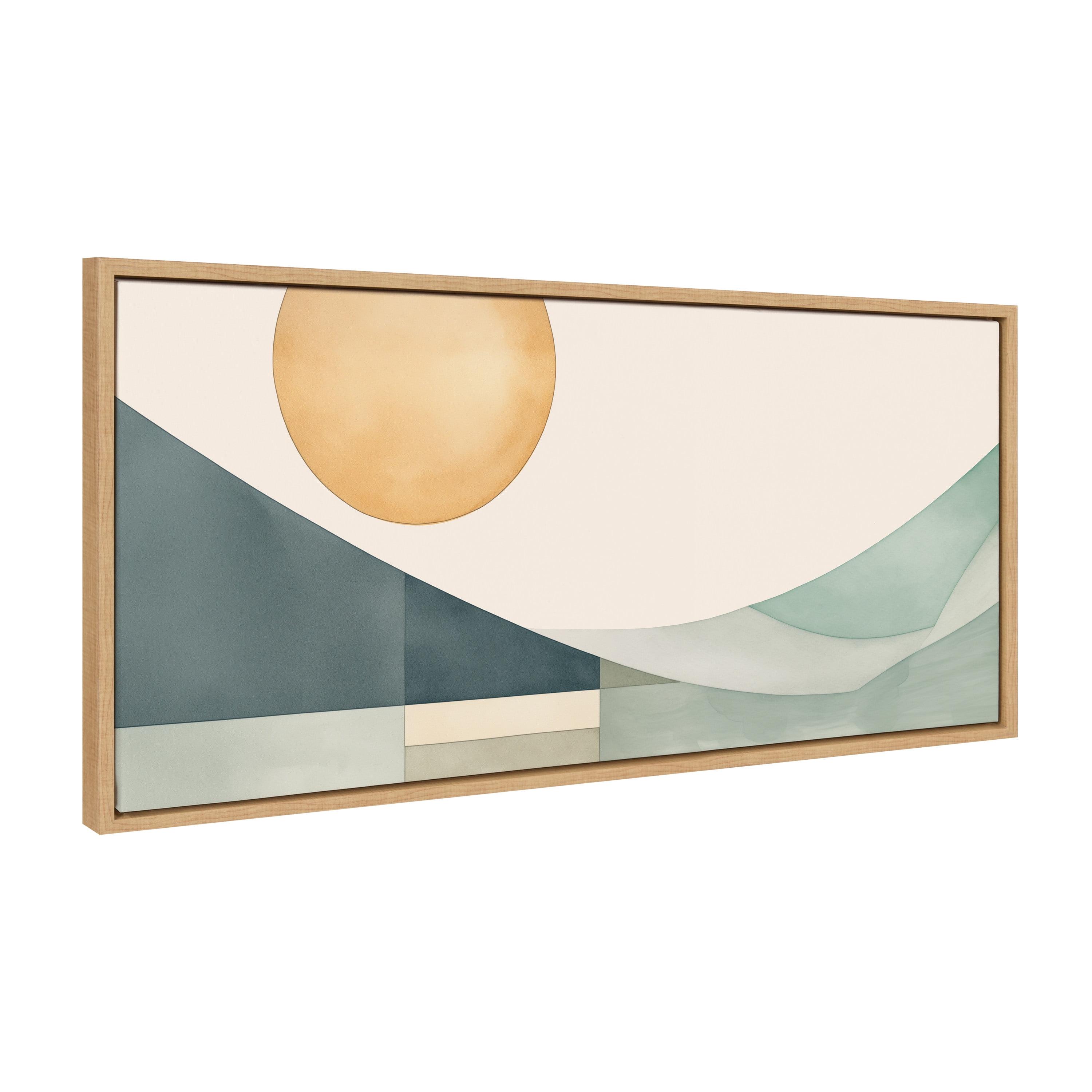 Kate & Laurel All Things Decor 18"x40" Sylvie Mid-Century Modern Abstract Geometric Coastal Framed Art by The Creative Bunch Studio Tan