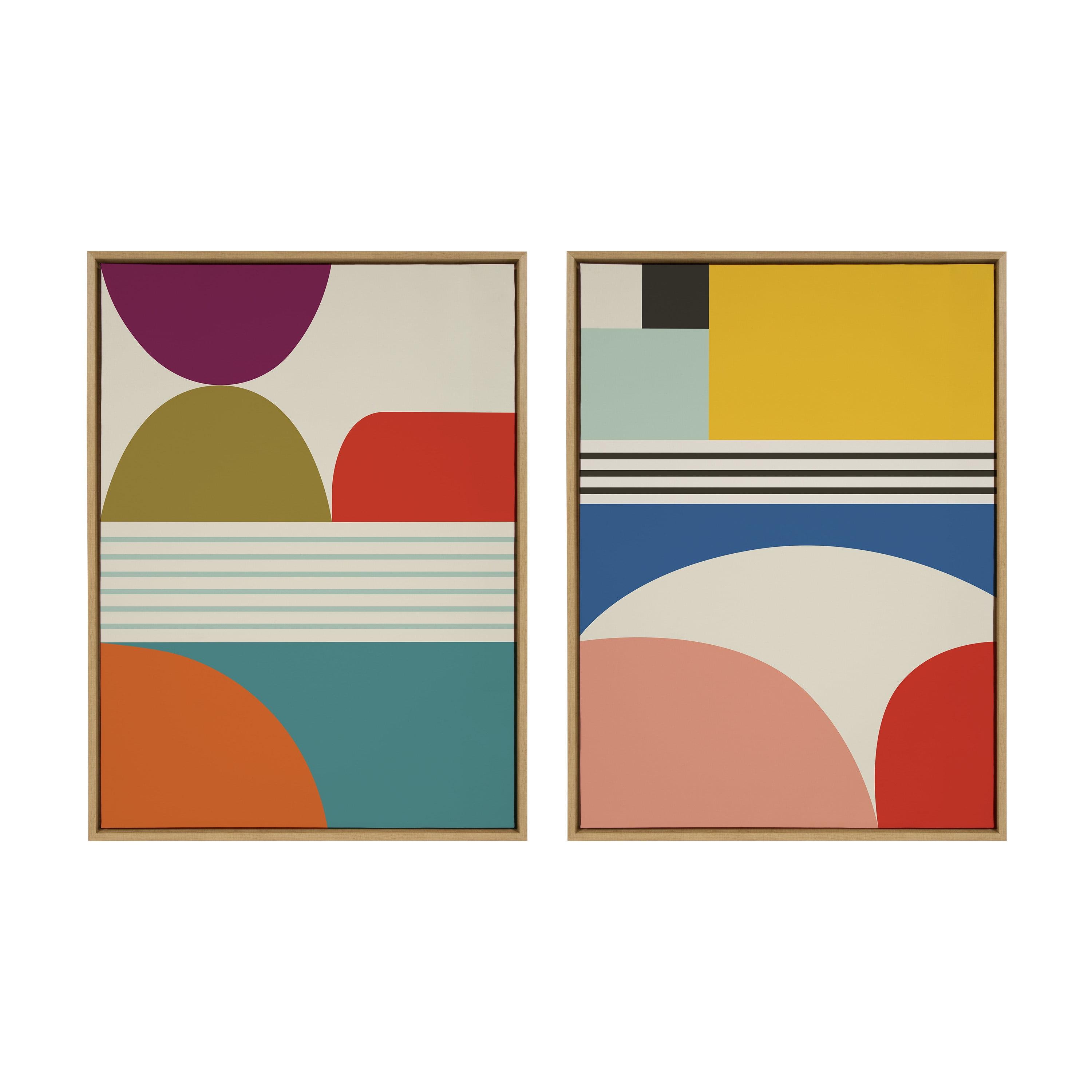 Kate & Laurel All Things Decor (Set of 2) 28"x38" Sylvie Mid-Century Patterns Framed Wall Arts by Rachel Lee of My Dream Wall Natural