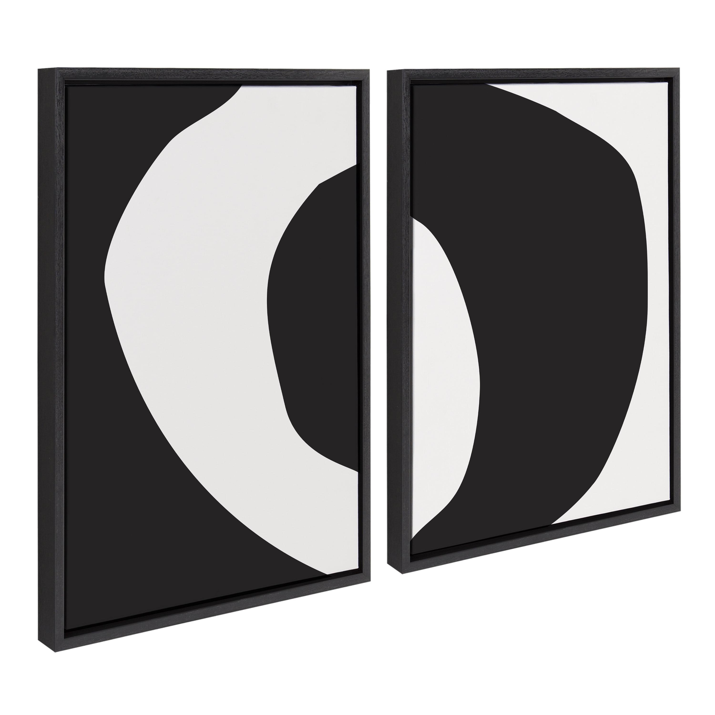 Minimalist Black and White Abstract Canvas Art Set, 18x24