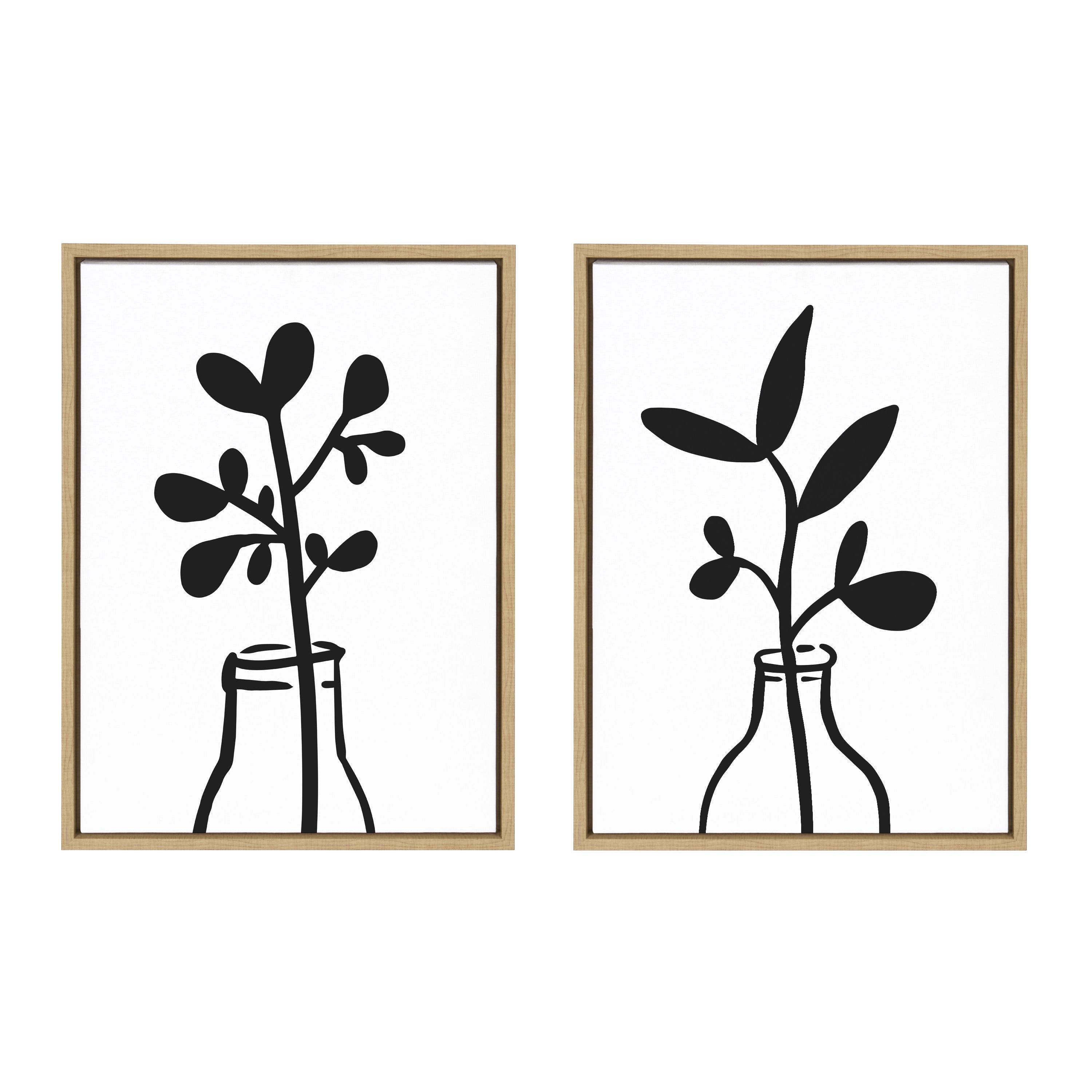 Modern Botanical Vase Canvas Wall Art Set, 20.85" x 28.28", Natural