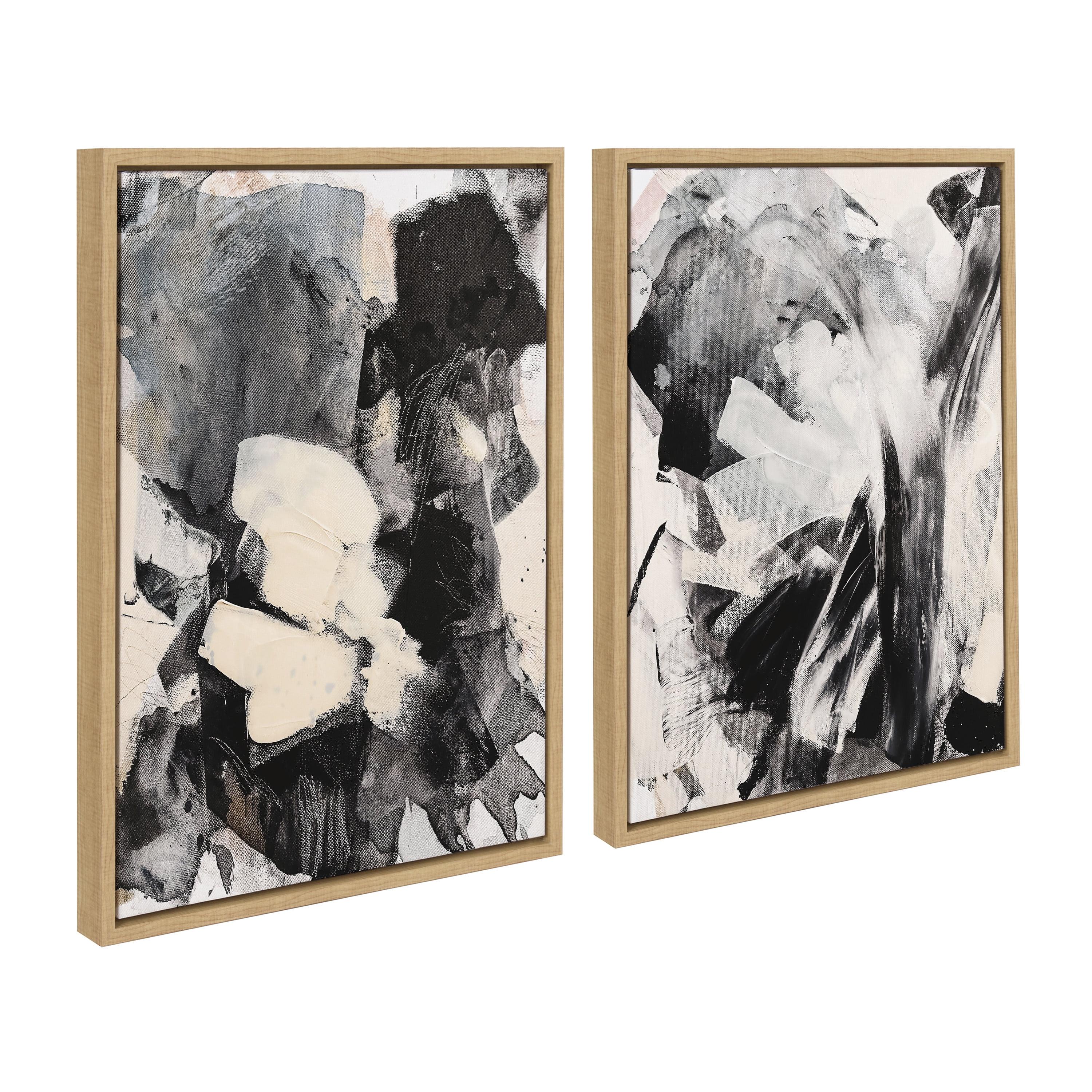 Natural Abstract Brushstroke Canvas Wall Art Set, 18x24, 2-Piece