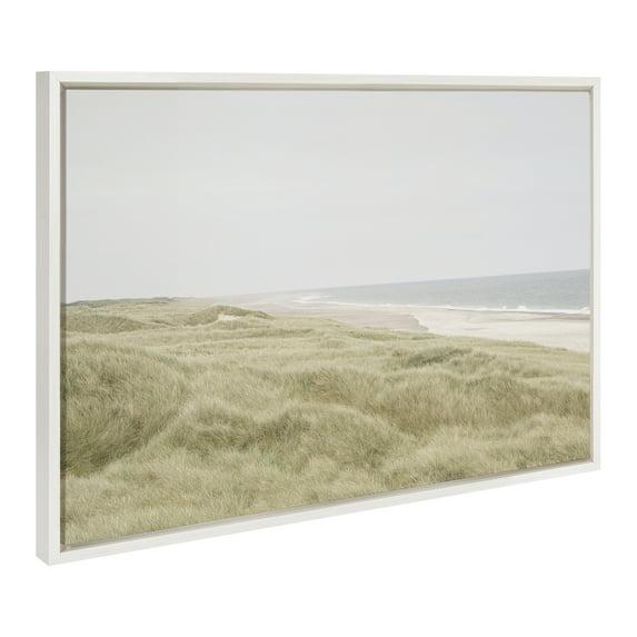 23" x 33" Sylvie Peaceful Coastal Landscape Framed Canvas by Creative Bunch White - Kate & Laurel All Things Decor: Serene Beach Wall Art