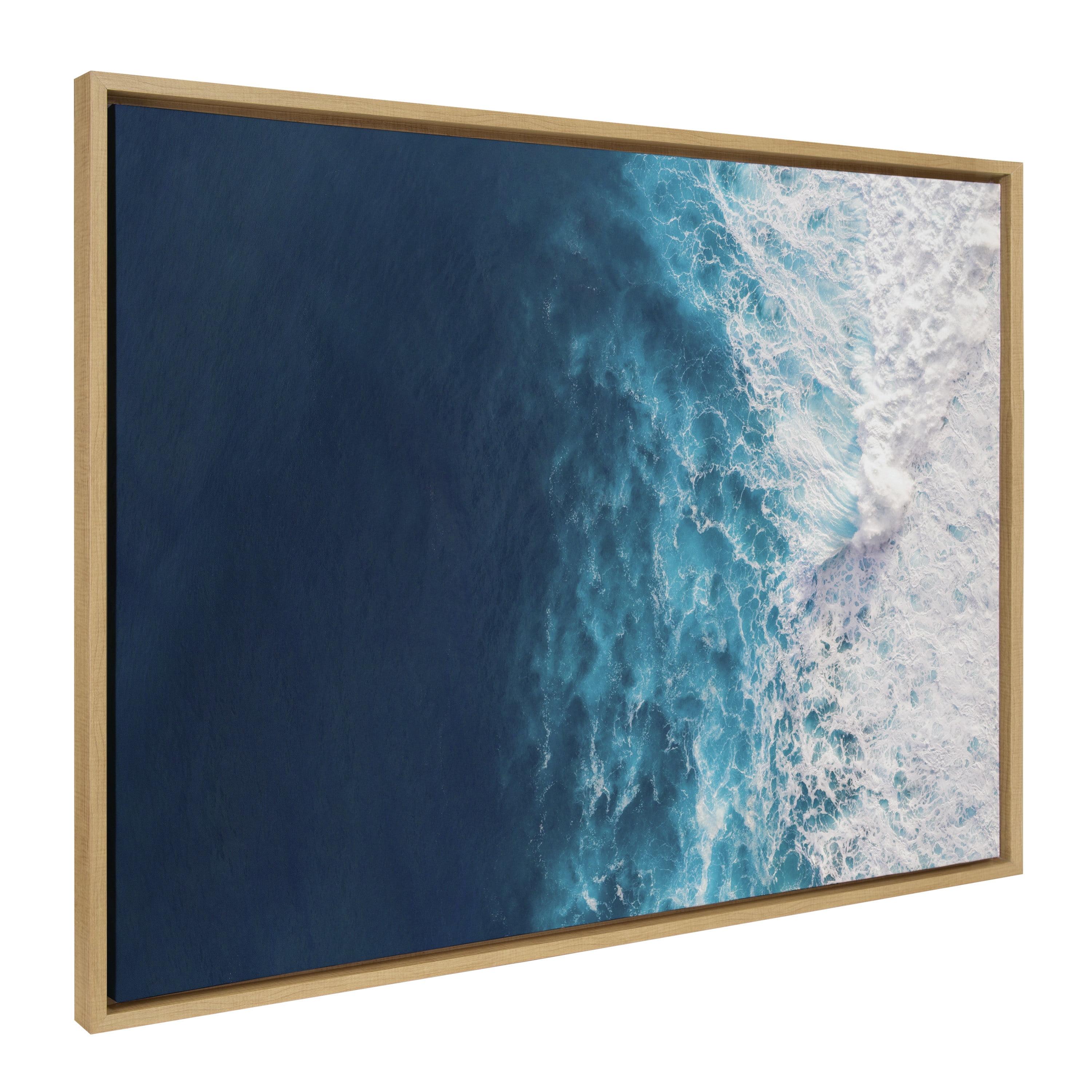 28" x 38" Sylvie Seascape Splashing Wave Frame Canvas by Creative Bunch - Kate & Laurel All Things Decor