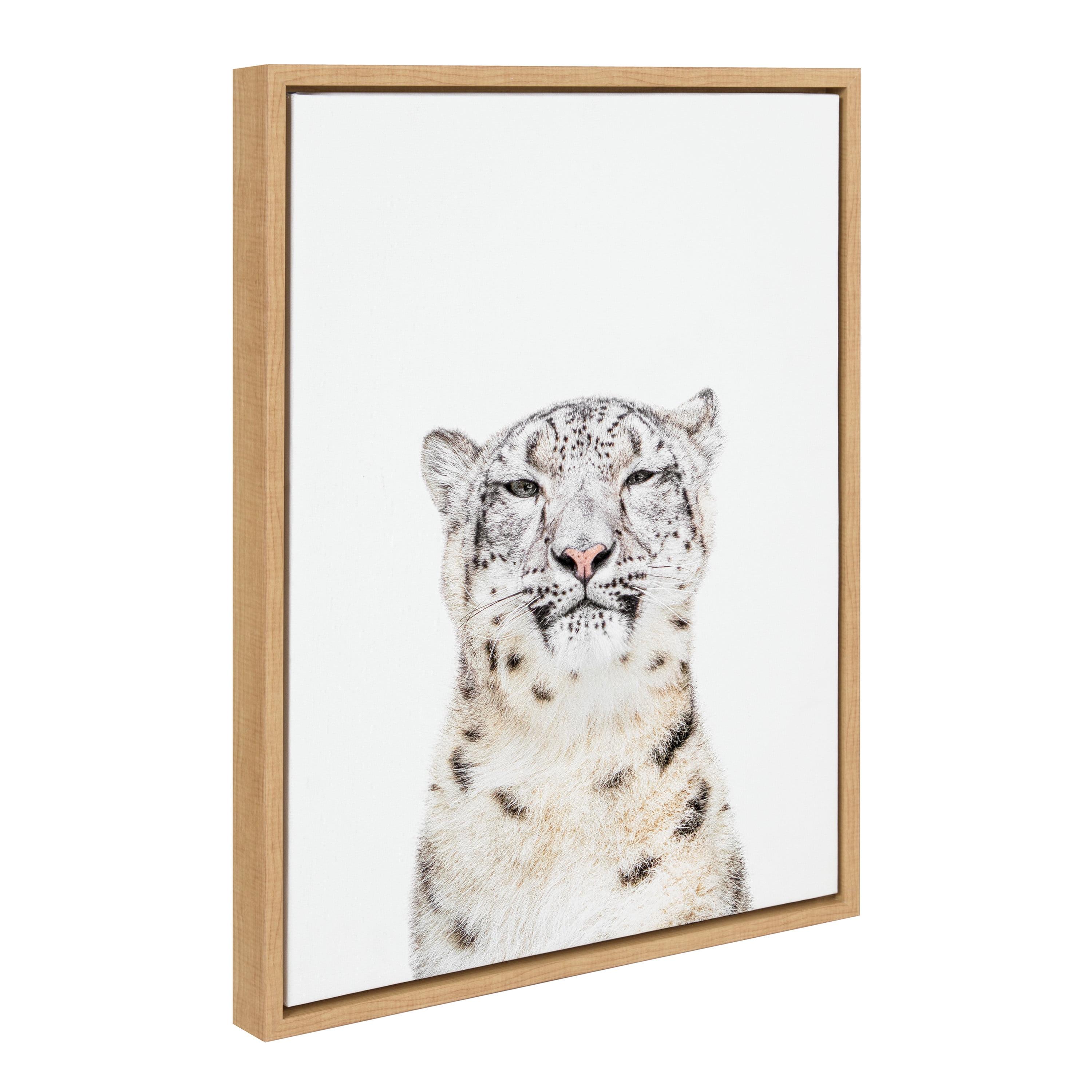 18" x 24" Sylvie Snow Leopard Portrait Framed Canvas by Amy Peterson - Kate & Laurel All Things Decor