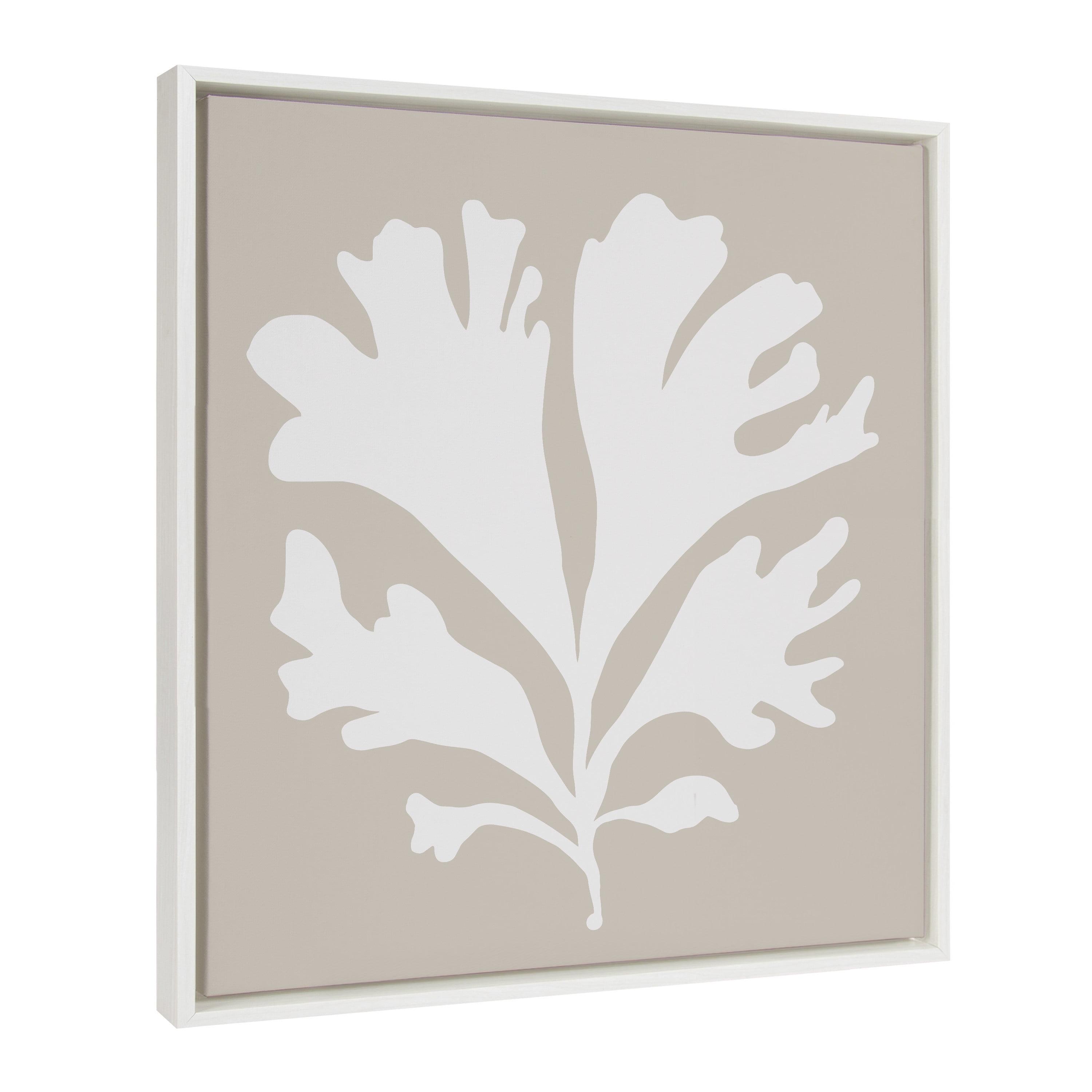 22" x 22" Sylvie Neutral Coral Beige Framed Canvas by Creative Bunch White - Kate & Laurel All Things Decor: Coastal Style