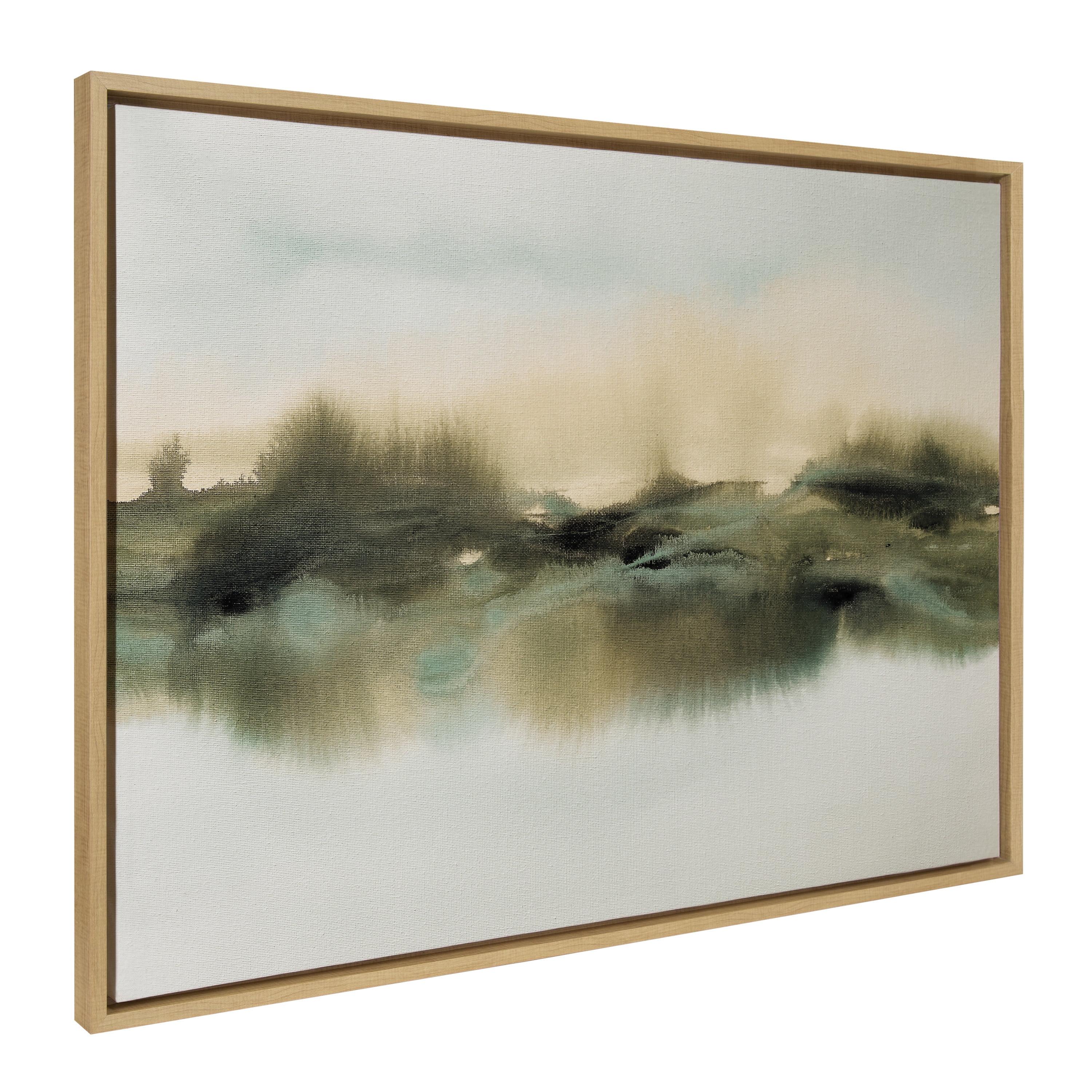 28" x 38" Sylvie Tranquil Meadows Framed Canvas by Amy Lighthall Natural: Home Office Wall Decor - Kate & Laurel All Things Decor