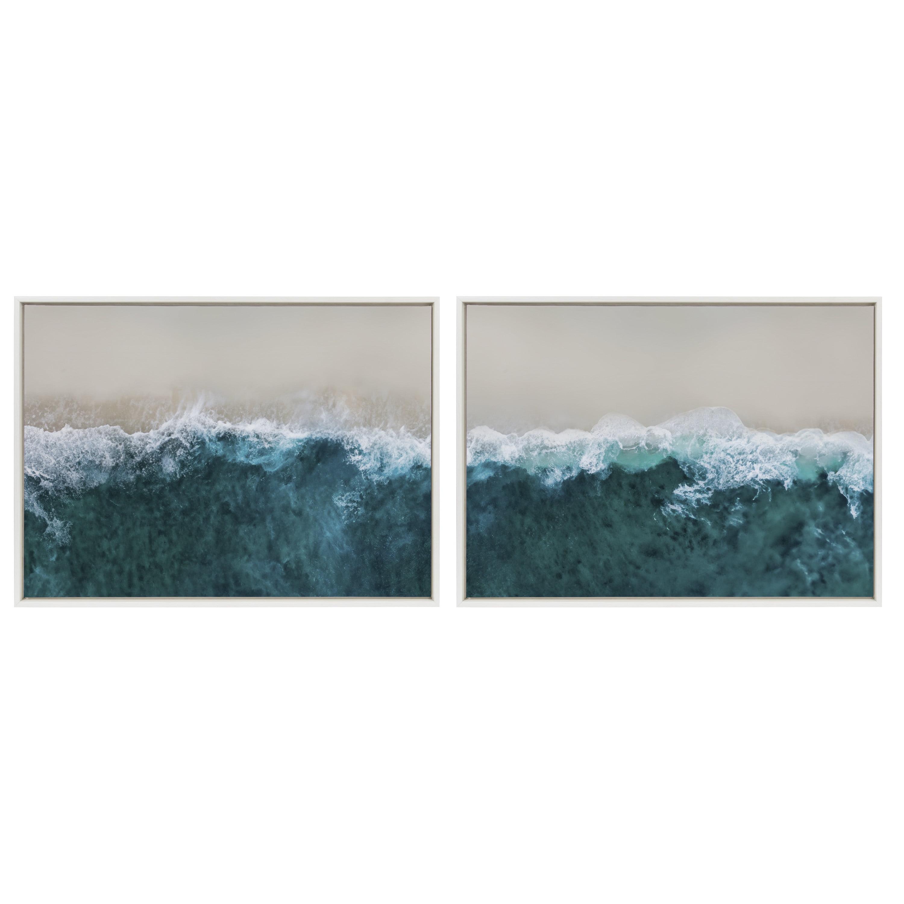 Kate & Laurel All Things Decor (Set of 2) 28"x38" Sylvie Waves Crashing on Beach 1 and 2 Wall Arts by The Creative Bunch Studio White