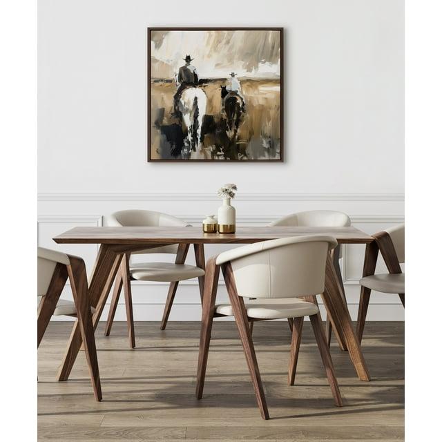 Kate & Laurel All Things Decor 30"x30" Sylvie Cowboy Horseback Neutral 2 Framed Canvas by Creative Bunch Brown