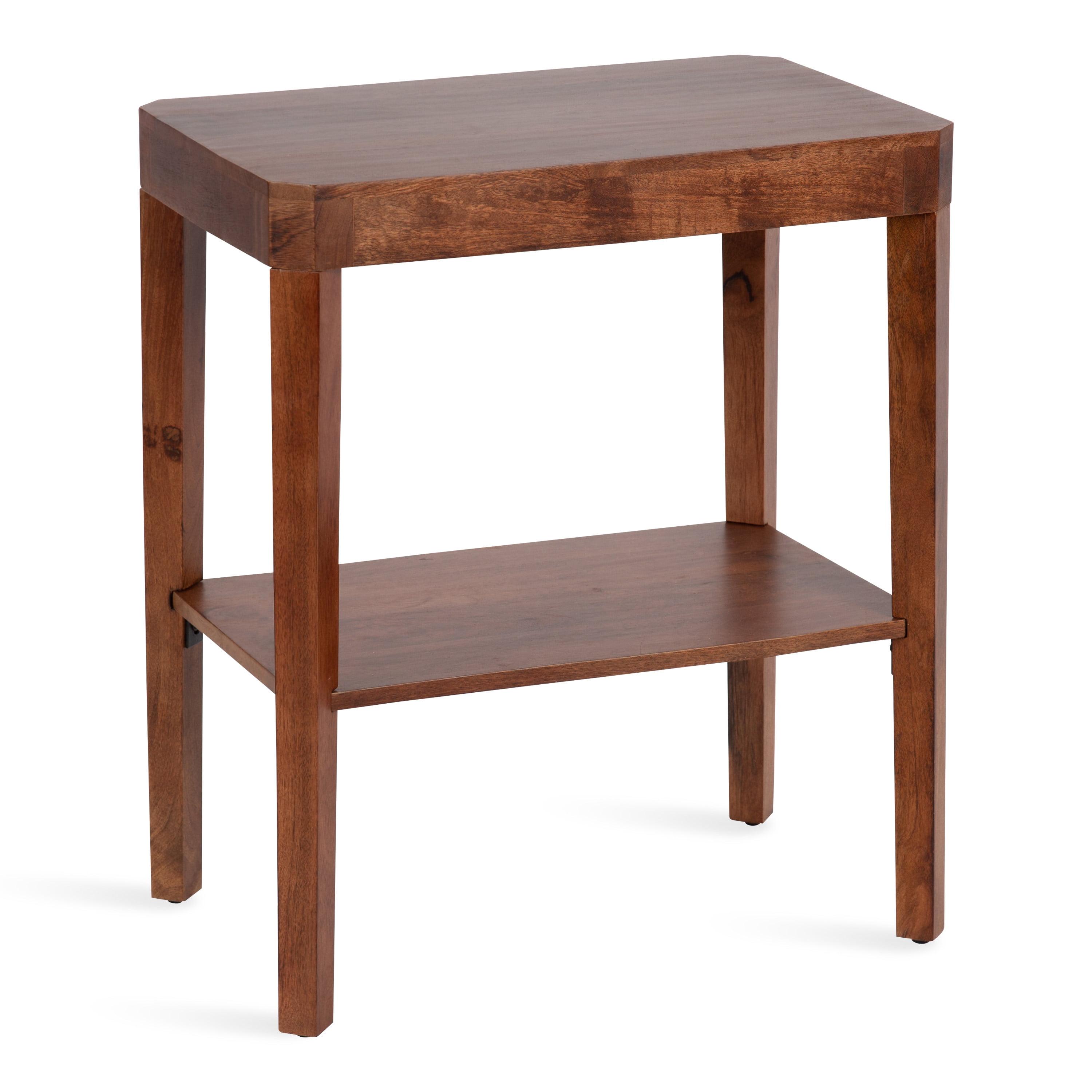 Talcott Walnut Brown Mango Wood Two-Tier End Table