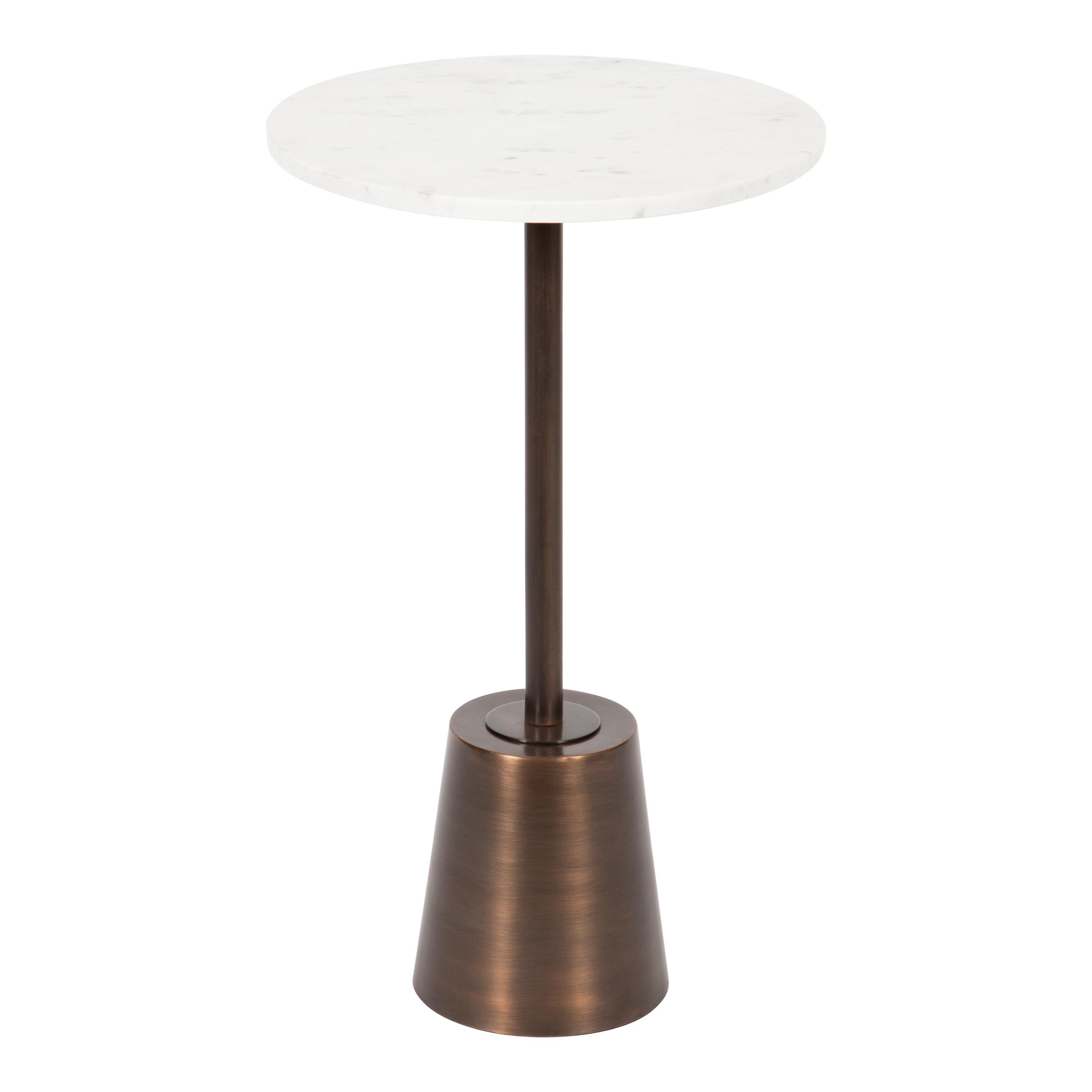 Kate and Laurel Tira Round Metal Side Table, 14x14x24, Bronze and White