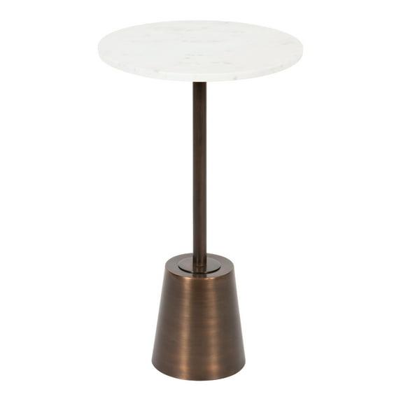 Kate and Laurel Tira Round Metal Side Table, 14x14x24, Bronze and White