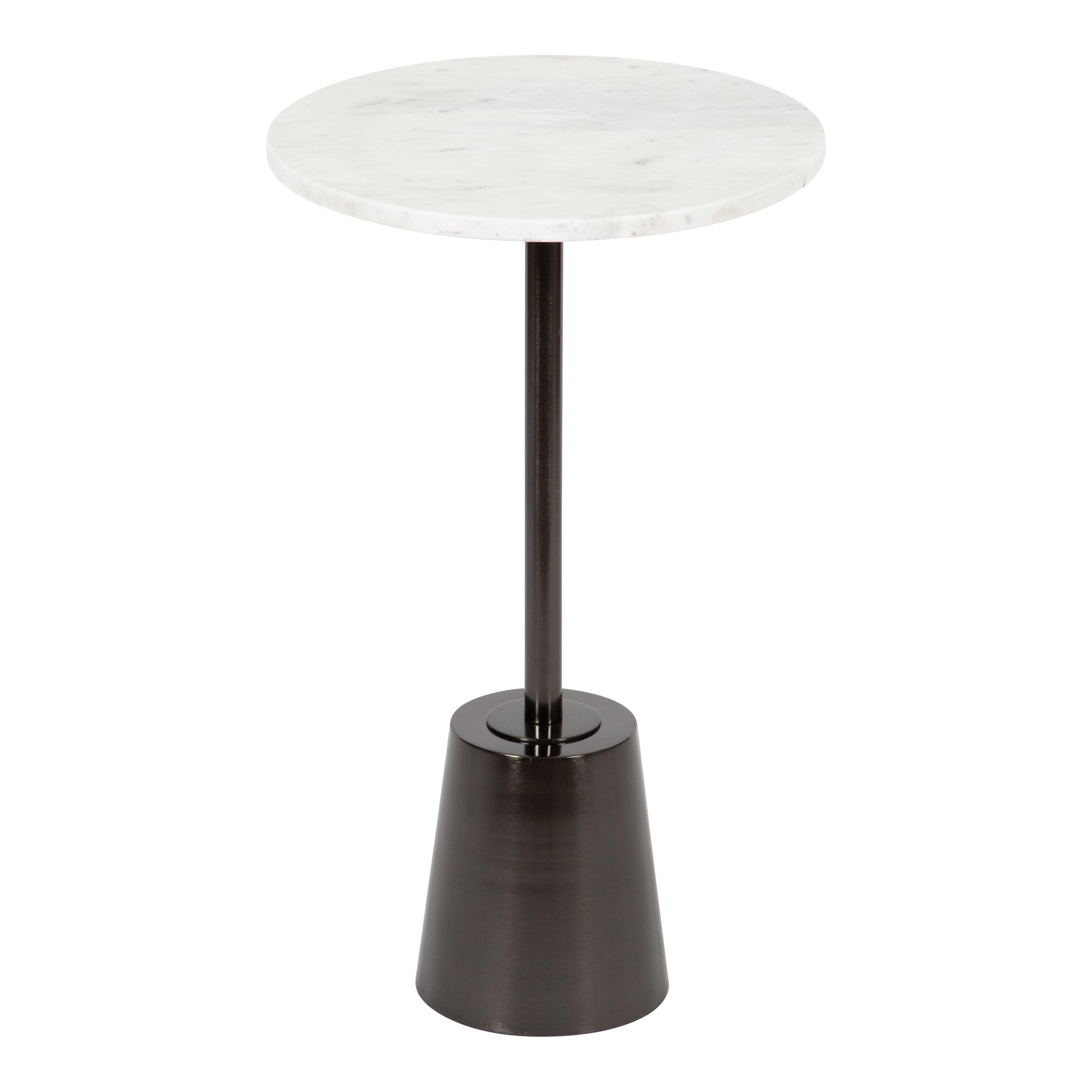 Kate and Laurel Tira Round Metal Side Table, 14x14x24, Pewter and White