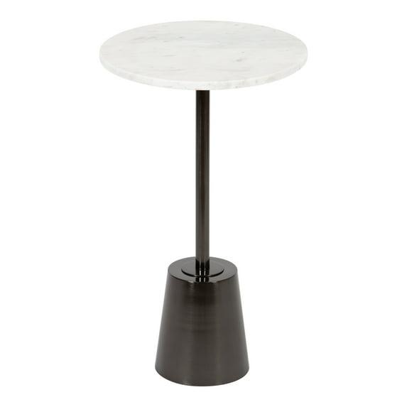 Kate and Laurel Tira Round Metal Side Table, 14x14x24, Pewter and White