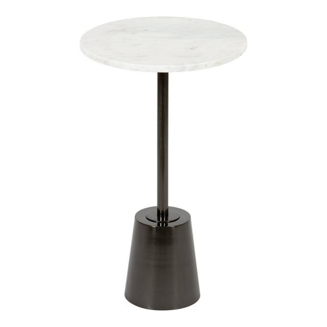 Kate and Laurel Tira Round Metal Side Table, 14x14x24, Pewter and White