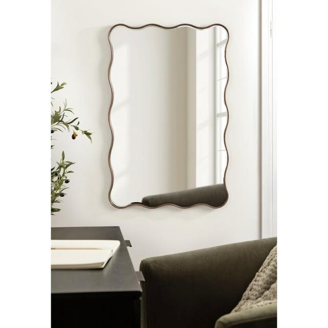 Kate and Laurel Viona Modern Scalloped Rectangle Mirror, 24 x 36, Bronze, Decorative Bathroom Mirror for Over Sink with Unique Rippled Edge for Wavy Wall Decor Accent