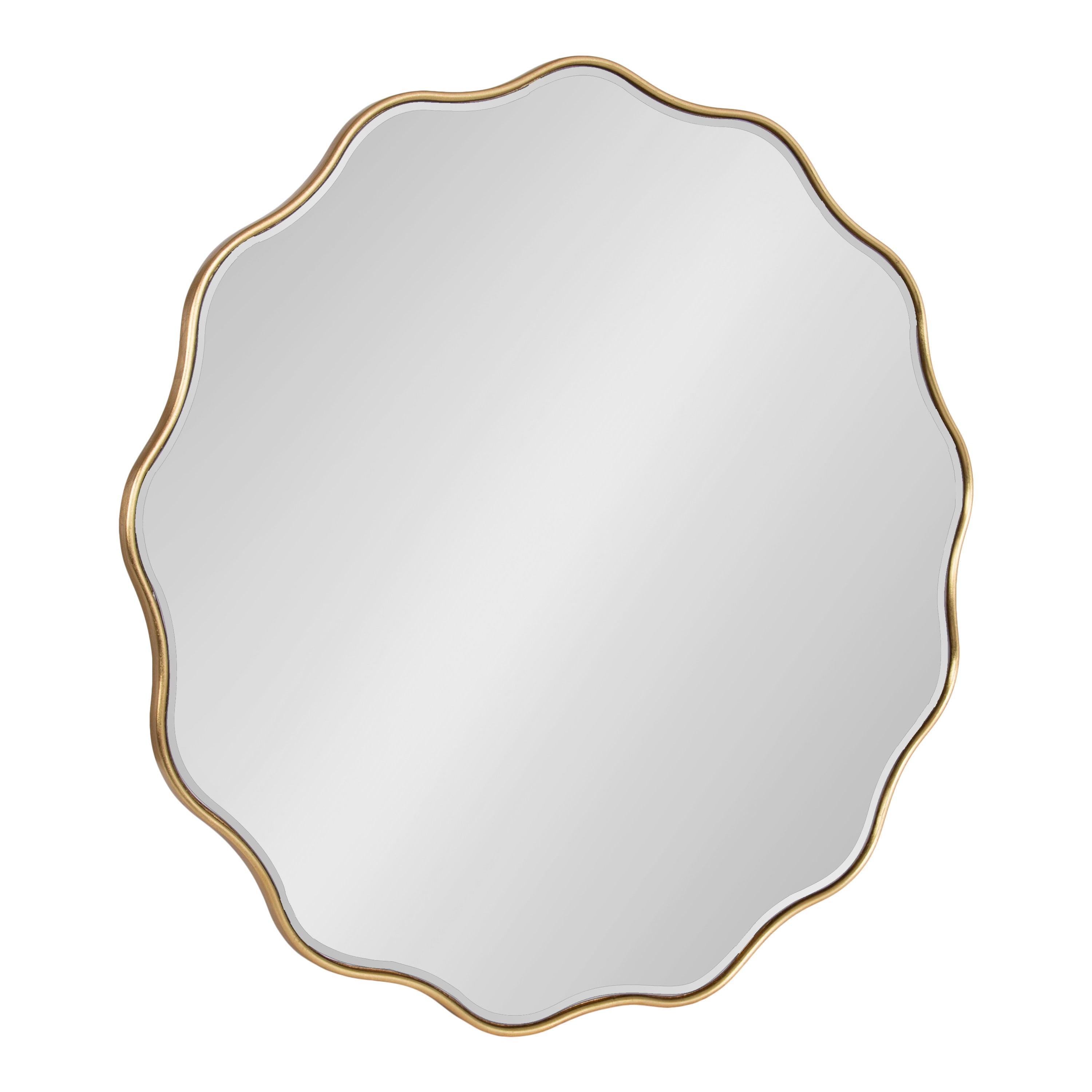 Kate & Laurel All Things Decor 32"x32" Viona Round Scalloped Mirror Gold: Luxury Glam Decor, No Assembly, Espejo