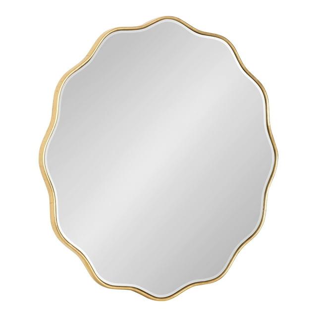 Kate & Laurel All Things Decor 26"x26" Viona Round Scalloped Mirror Gold: Modern Style, No Assembly, Wall Mounted