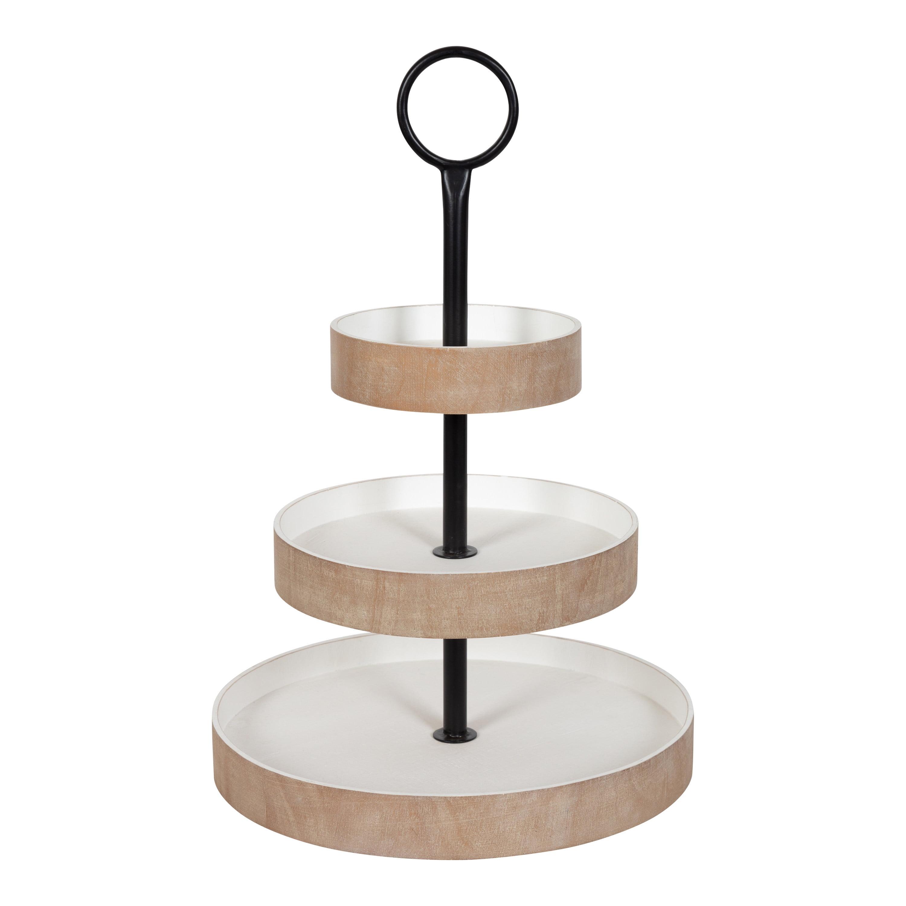 Kate and Laurel Woodmont Tray, 3 Tier, Rustic Brown and White