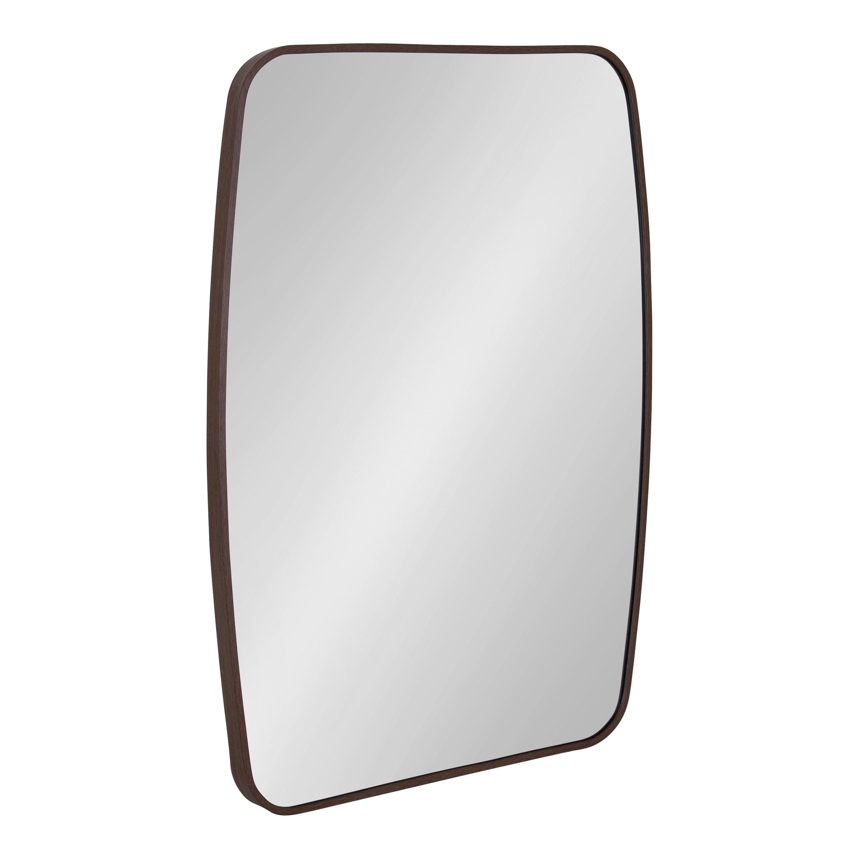 Kate and Laurel Zayda Metal Square Barrel Mirror, 20x28, Walnut Brown