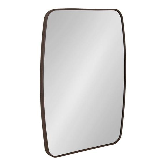 Kate and Laurel Zayda Metal Square Barrel Mirror, 20x28, Walnut Brown