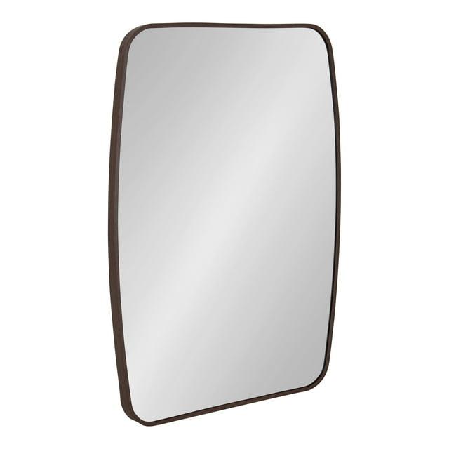 Kate and Laurel Zayda Metal Square Barrel Mirror, 20x28, Walnut Brown