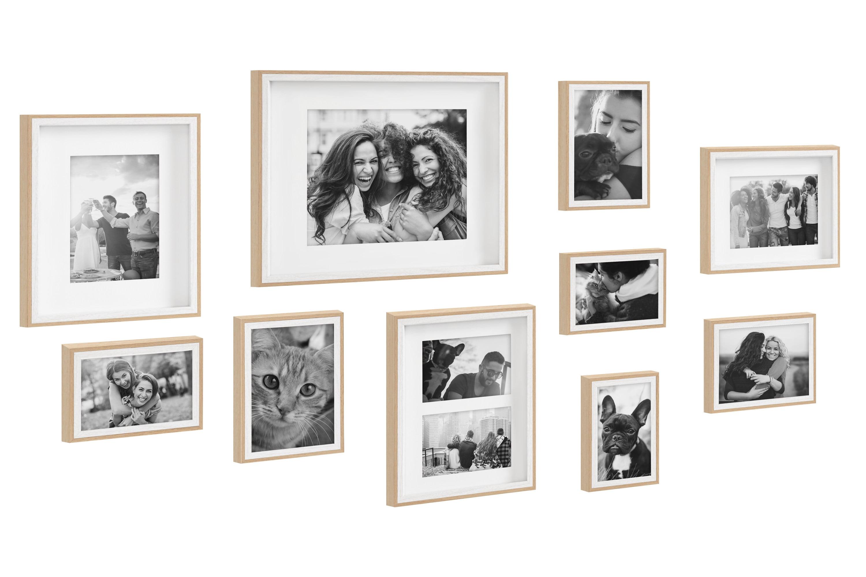 Gibson 10-Piece White and Natural Wood Wall Photo Frame Set