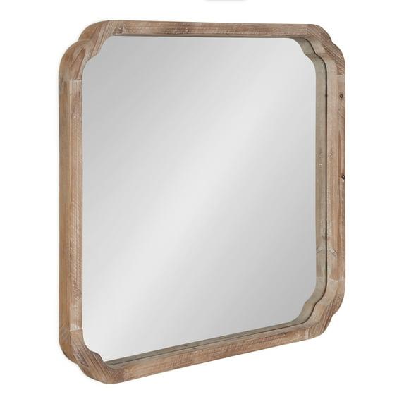Kate & Laurel All Things Decor 24"x24" Marston Farmhouse Rectangle Wall Mirror Brown: No Assembly, Wood Frame, Wall Mount