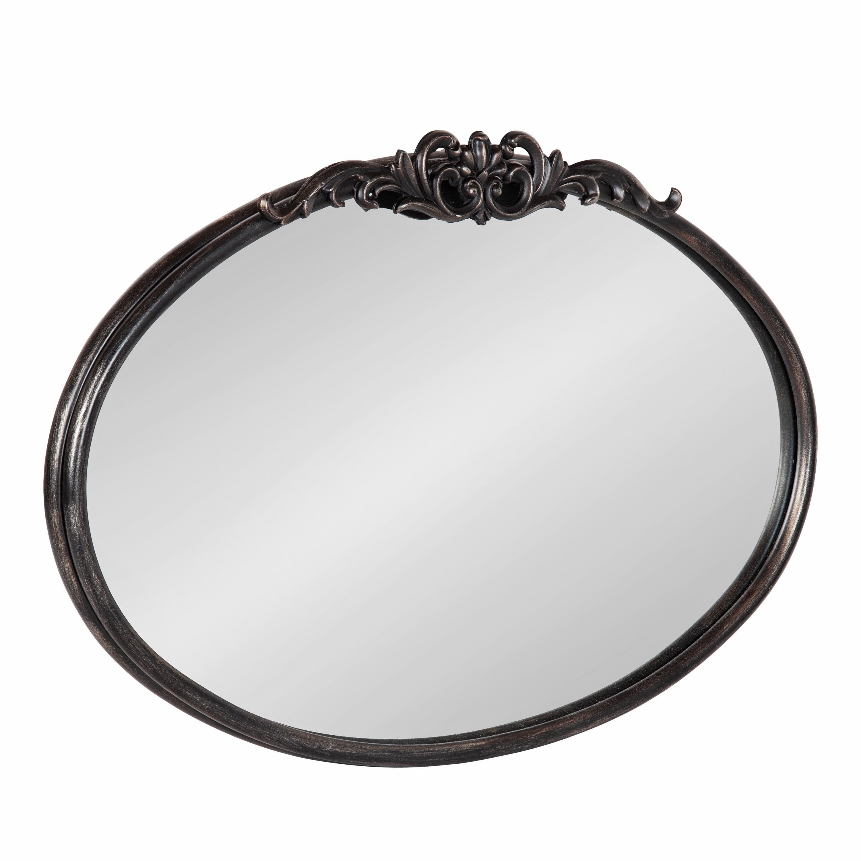 Kate and Laurel 27 x 18.75 Round Wall Mirror, Black