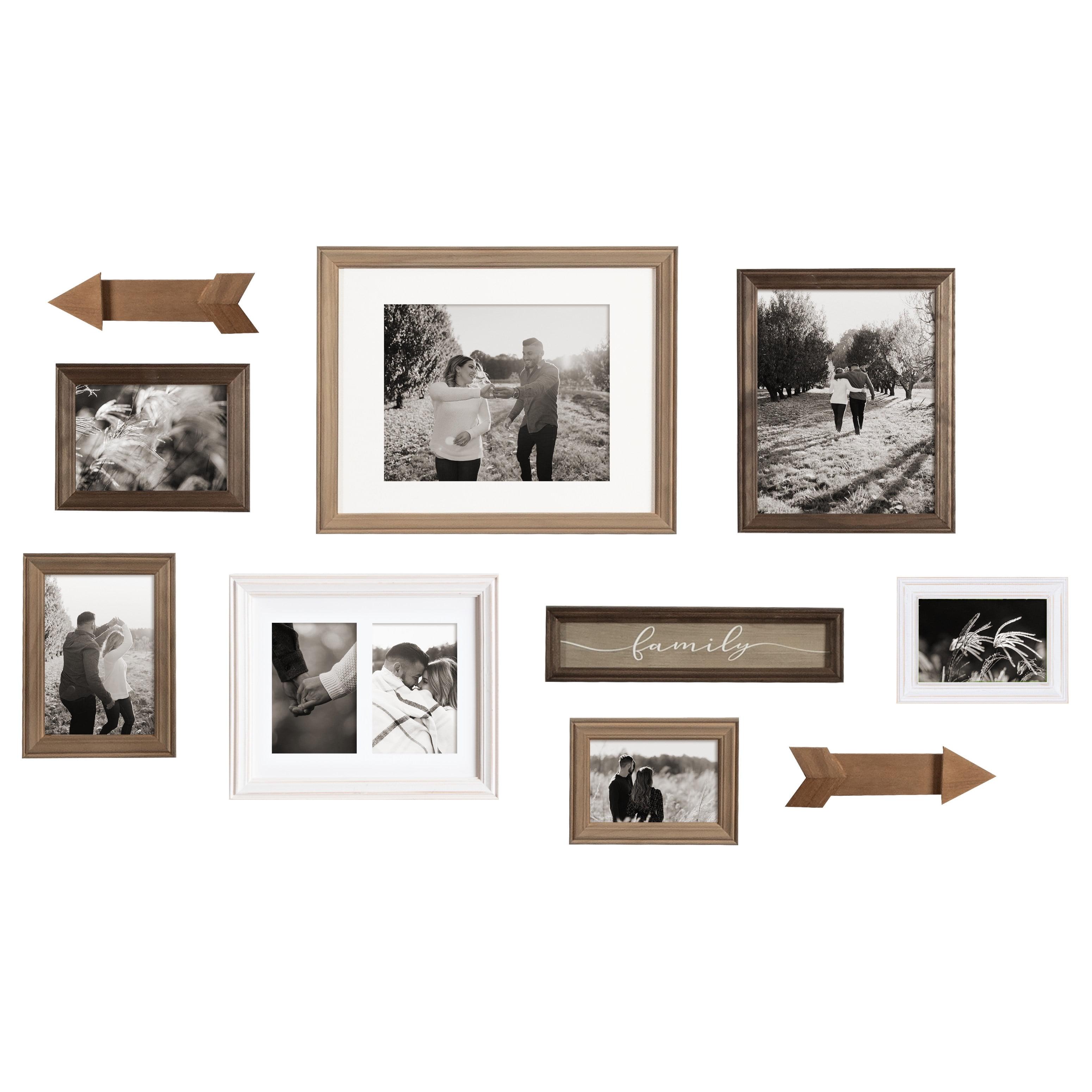 Classic White and Gray Wood Wall Picture Frame Set