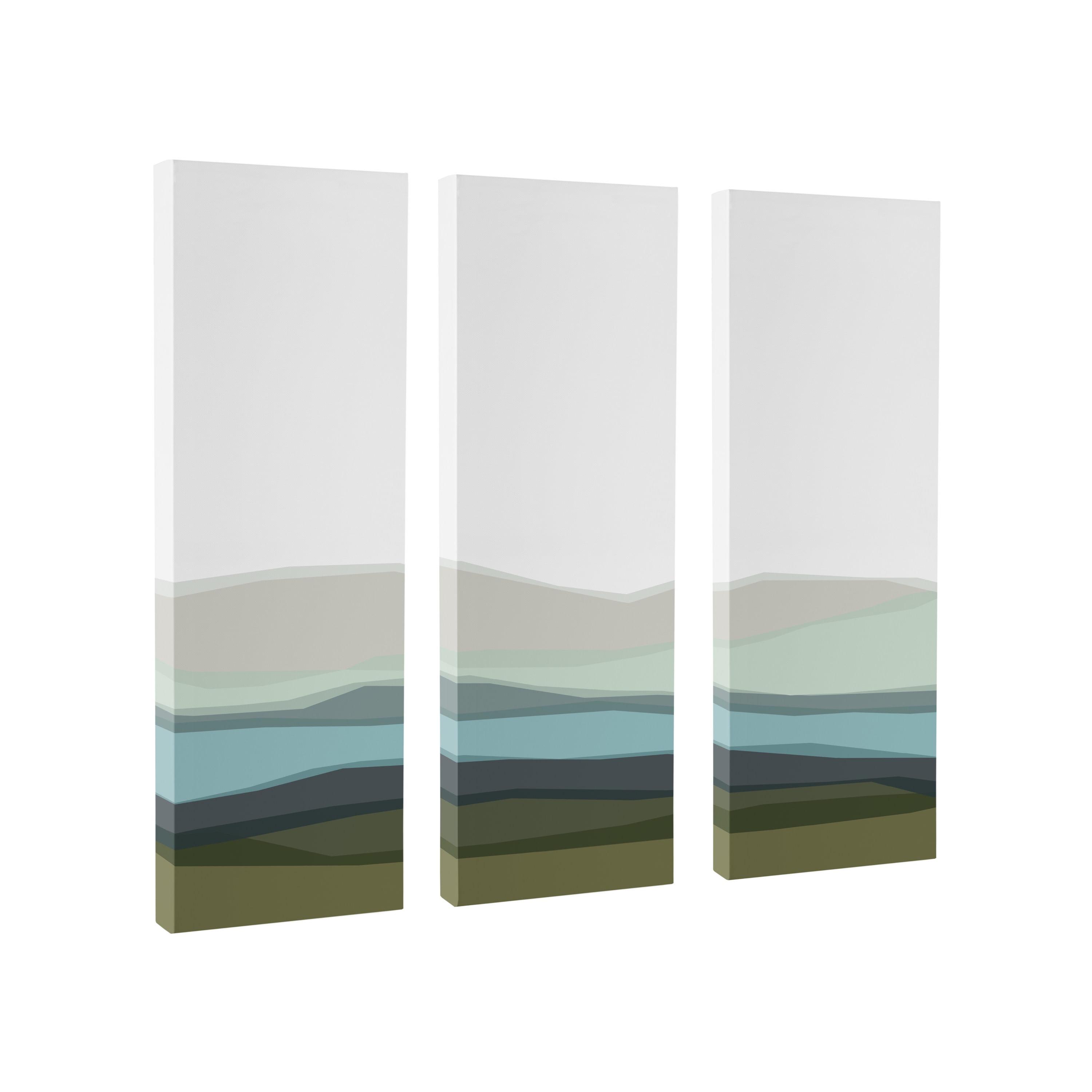 (Set of 3) 12"x28" Abstract Blue Lake and Mountains by The Creative Bunch Studio Unframed Wall Canvas - Kate & Laurel All Things Decor