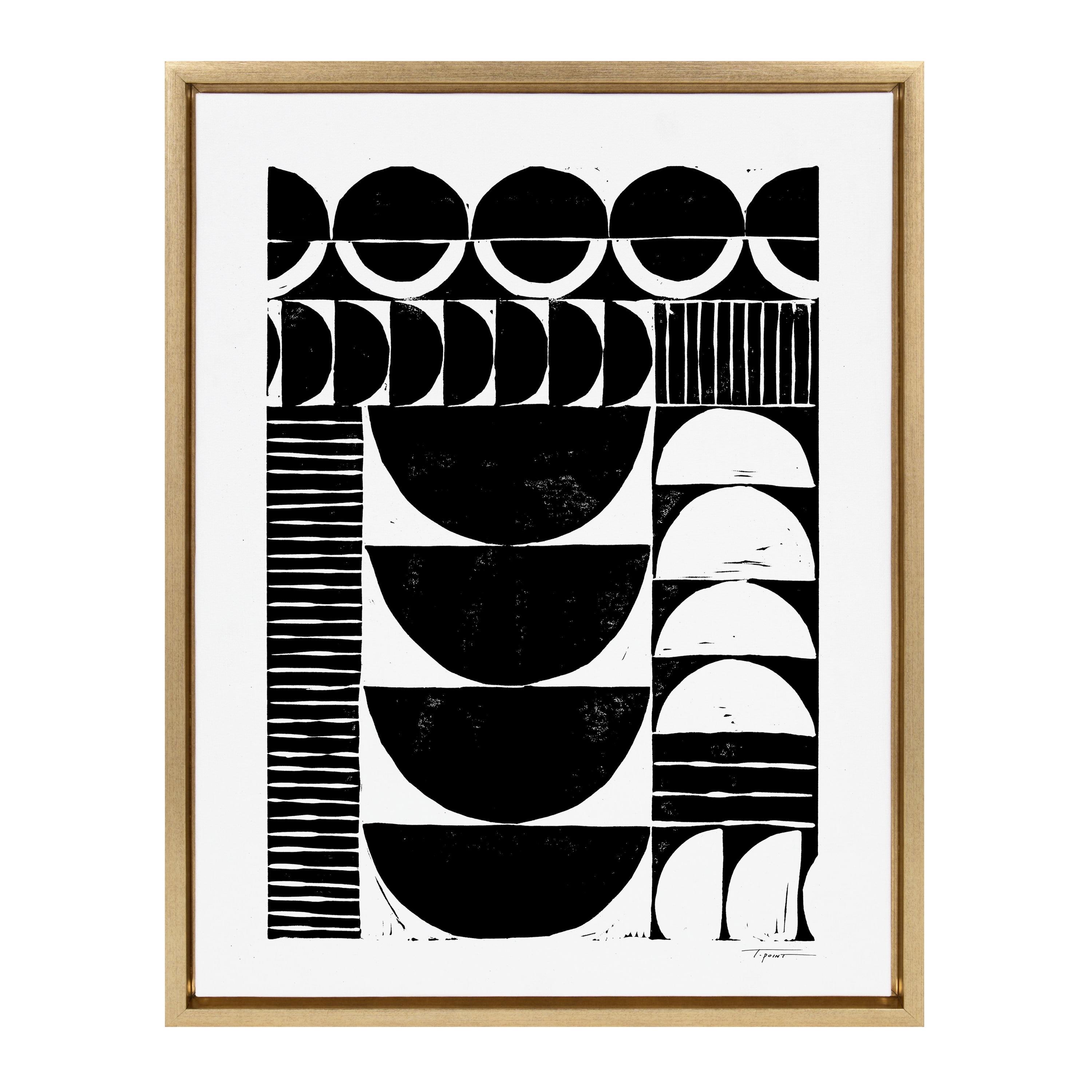 Sylvie Modern Circular Block Print Framed Canvas by Statement Goods - Kate & Laurel All Things Decor