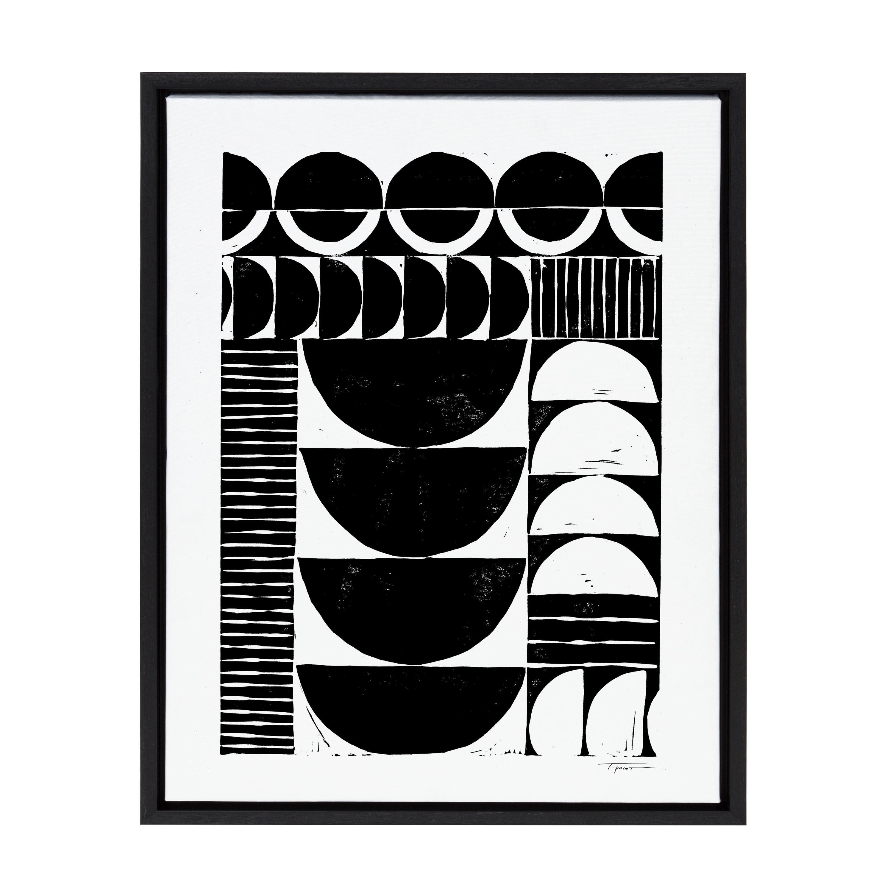 Sylvie Modern Circular Block Print Framed Canvas by Statement Goods - Kate & Laurel All Things Decor