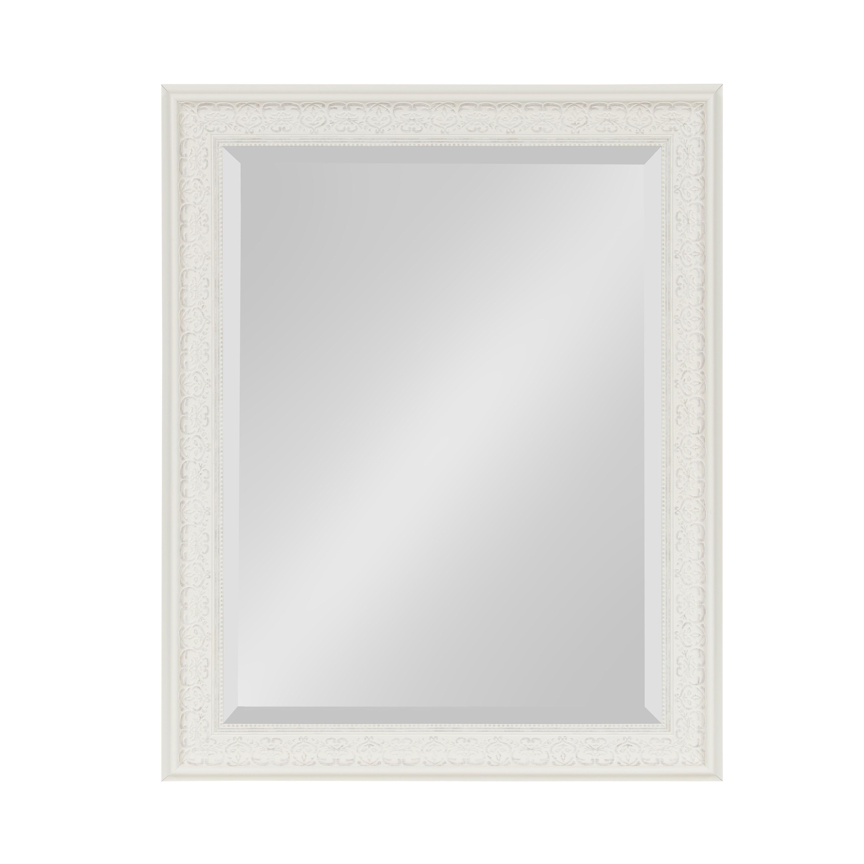 Kate and Laurel - Alysia Decorative Frame Rectangle Wall Mirror, 22.5 x 28.5 White
