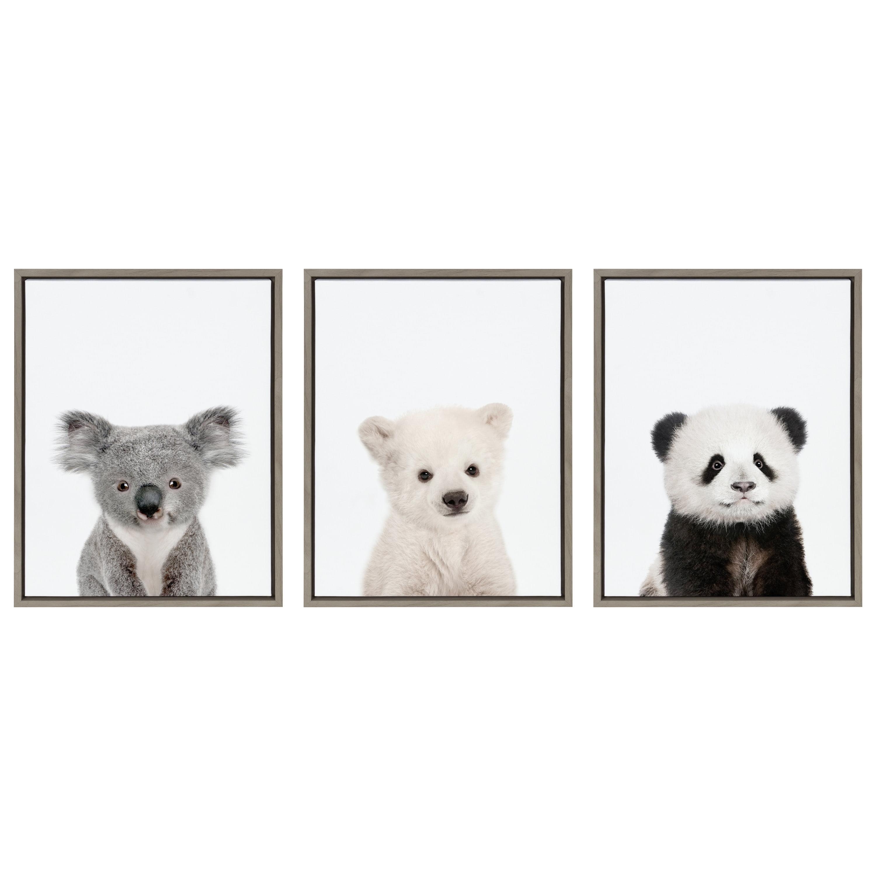 3pc Sylvie Three Bears Framed Canvas Wall Art by Amy Peterson: Modern Nursery Decor - Kate & Laurel