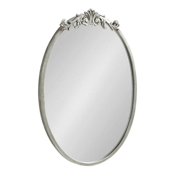 Kate & Laurel All Things Decor 18"x24" Arendahl Traditional Vertical Oval Wall Mirror Silver: No Assembly, Metal Frame, Wall Mounted