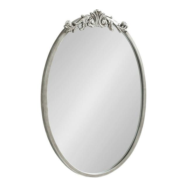Kate & Laurel All Things Decor 18"x24" Arendahl Traditional Vertical Oval Wall Mirror Silver: No Assembly, Metal Frame, Wall Mounted