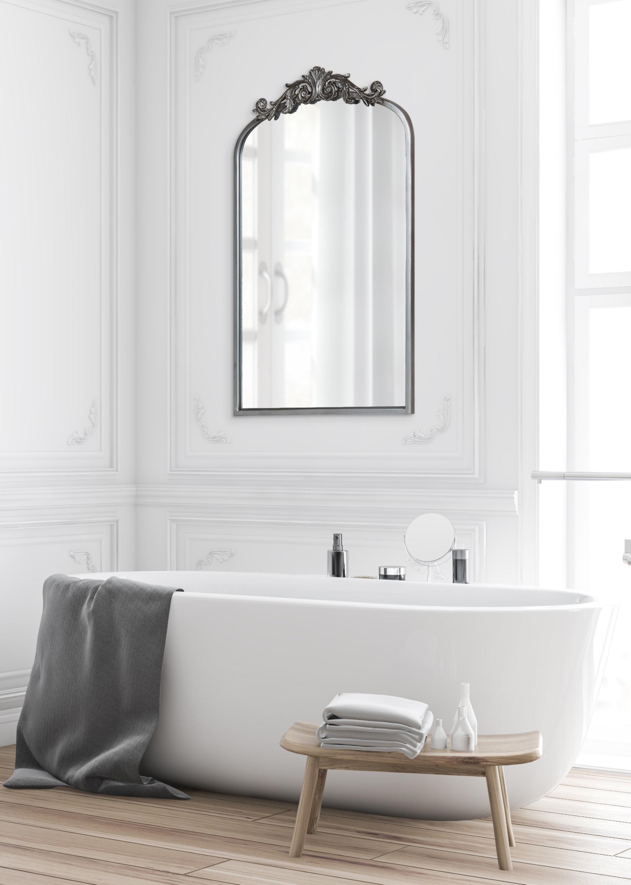 19" x 31" Arendahl Traditional Arch Decorative Wall Mirror Silver - Kate & Laurel: Metal Frame, Baroque Inspired, Easy to Hang
