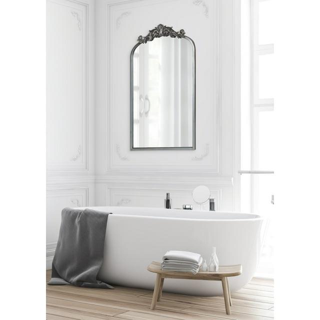 19" x 31" Arendahl Traditional Arch Decorative Wall Mirror Silver - Kate & Laurel: Metal Frame, Baroque Inspired, Easy to Hang