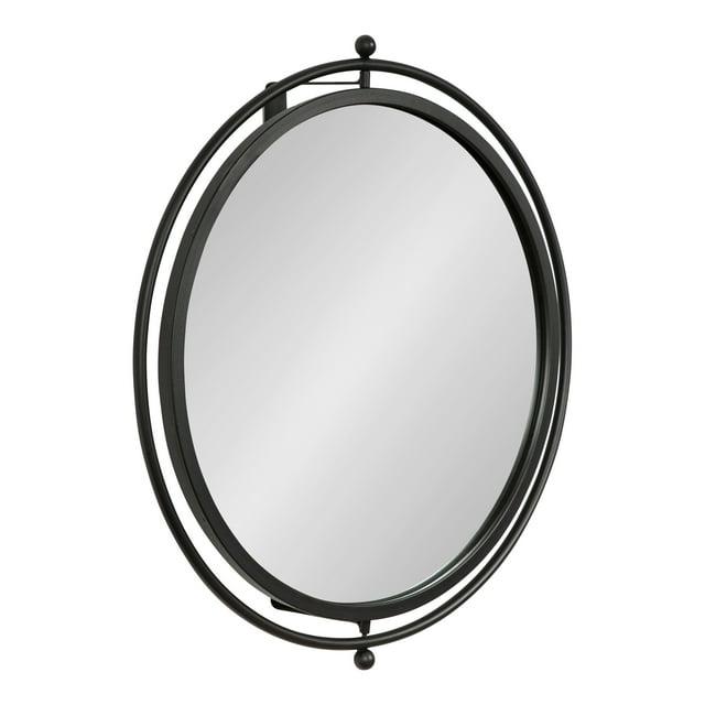 Kate and Laurel Baron Pivot Mirror, Black 21" Diameter
