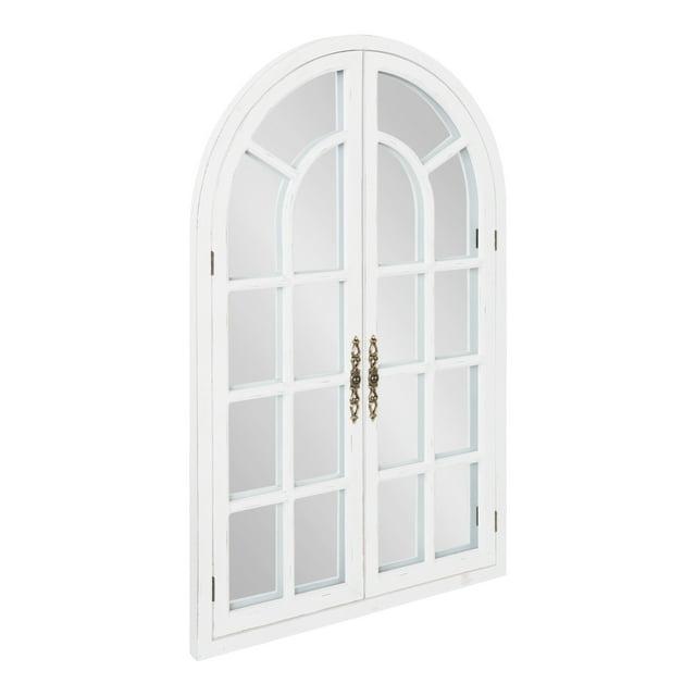 28"x44" Boldmere Arch Wall Mirror White - Kate & Laurel All Things Decor: Rustic Farmhouse Windowpane