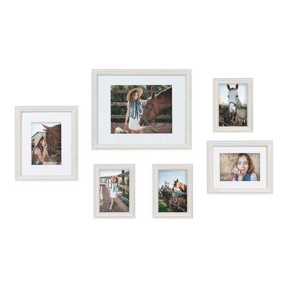 6pc Bordeaux Frame Box Set White - Kate & Laurel All Things Decor: Modern Wall Gallery Kit, Wood Frames with Glass