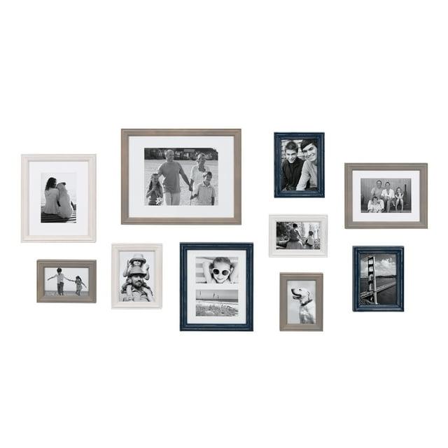 10pc Bordeaux Frame Box Set White/Black/Natural Wood - Kate & Laurel All Things Decor: Wall Display, Multi-Size, Modern Decor
