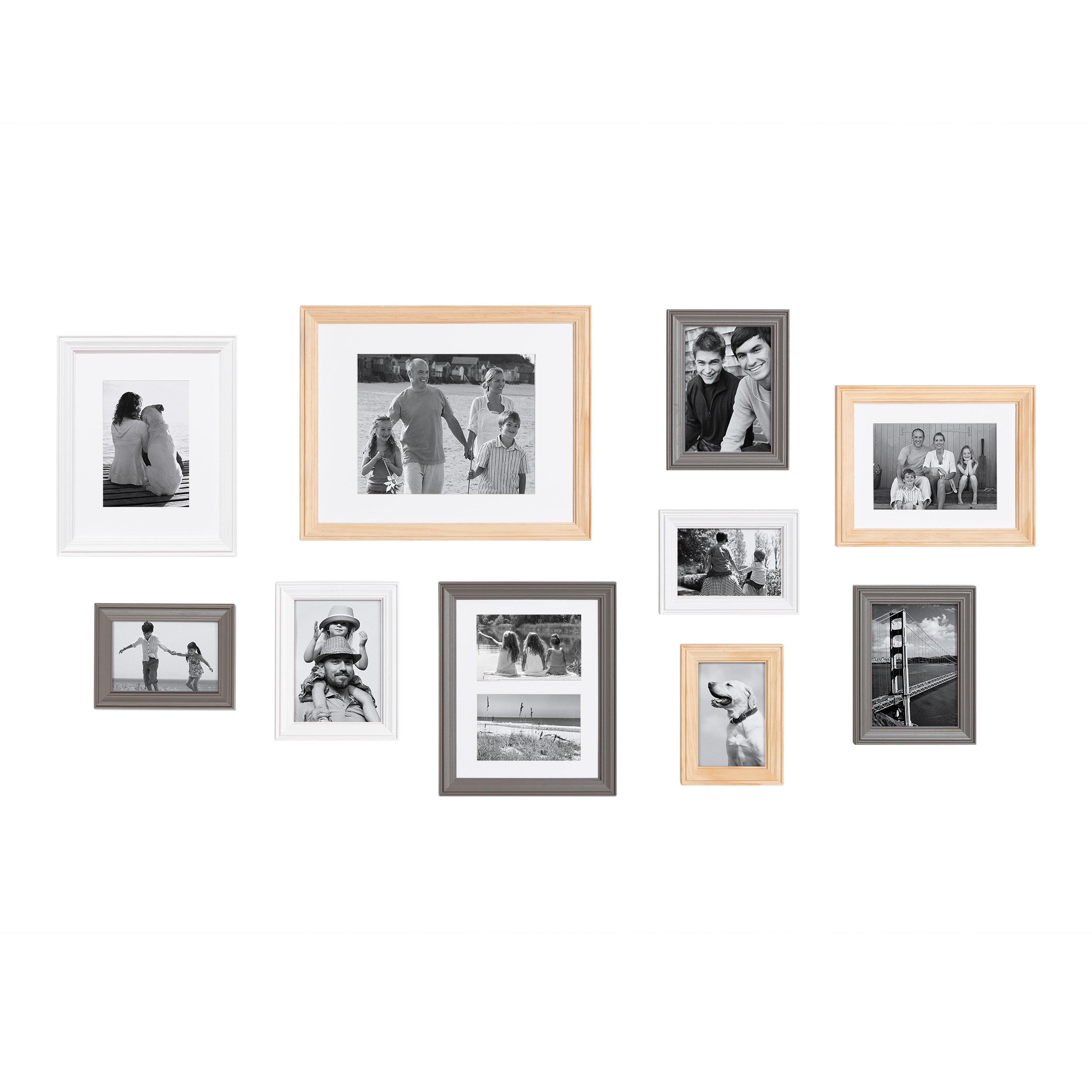 10pc Bordeaux Frame Boxs White/Black/Natural Wood - Kate & Laurel All Things Decor: Wall Display, Multi-Size, Modern Style