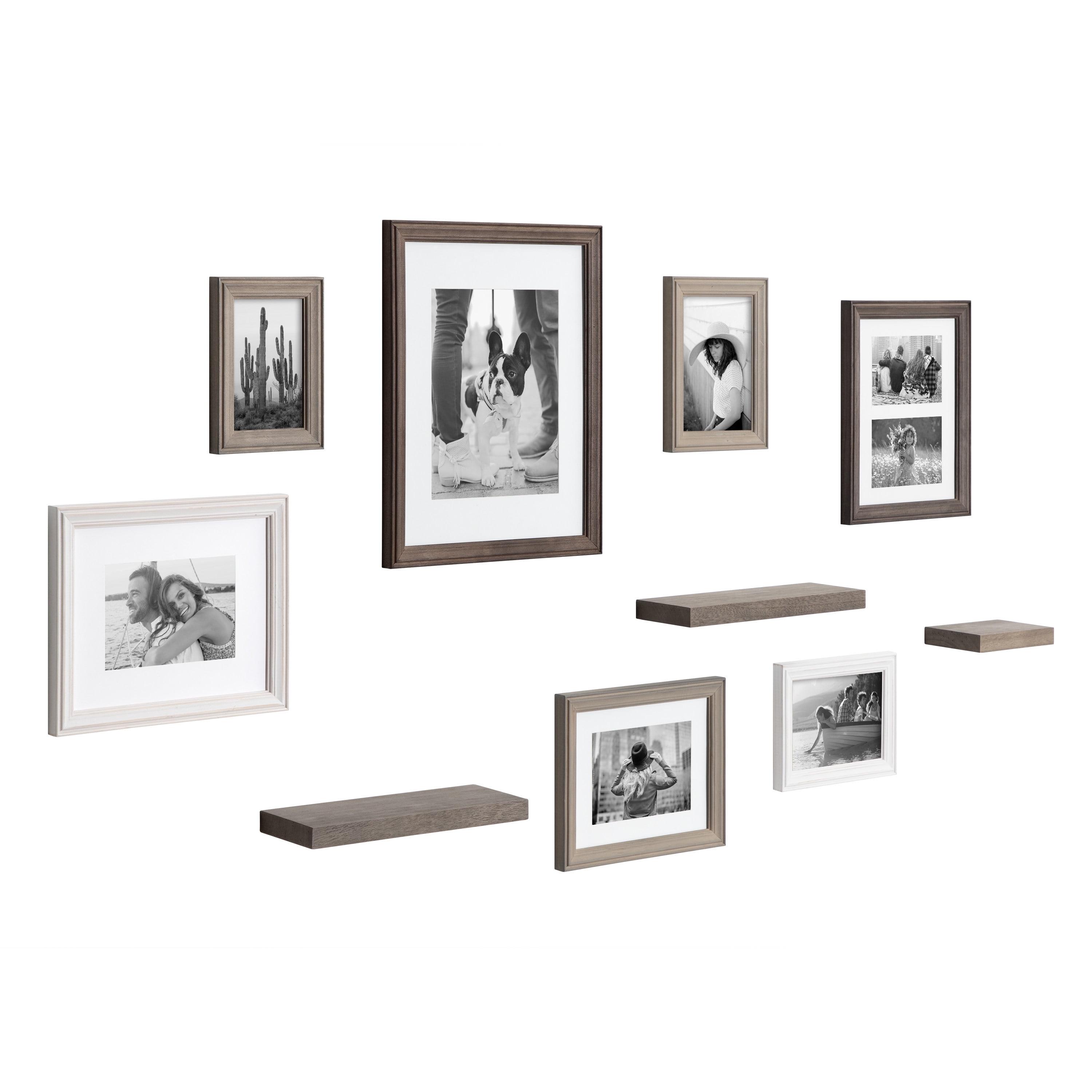 Farmhouse Graywash Gallery Wall Frame and Shelf Kit, Set of 10