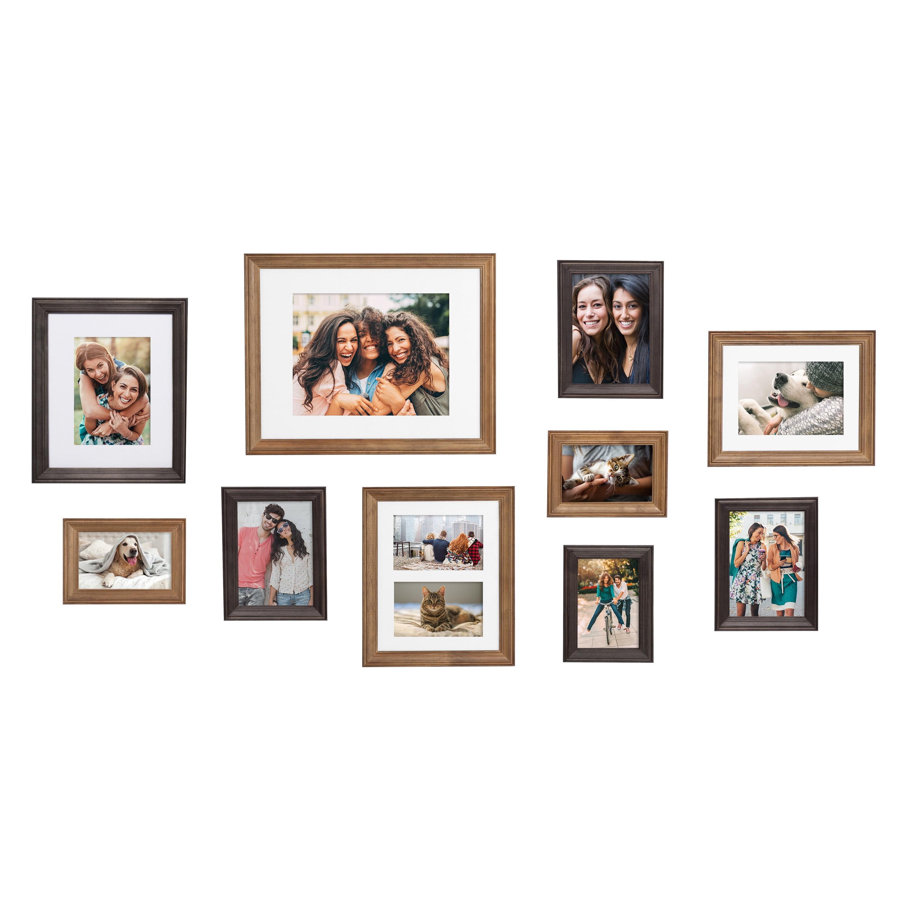 10pc Bordeaux Frame Box Set Natural Rustic/Charcoal Gray - Kate & Laurel All Things Decor: Wall Display, Multi-Size, Wood