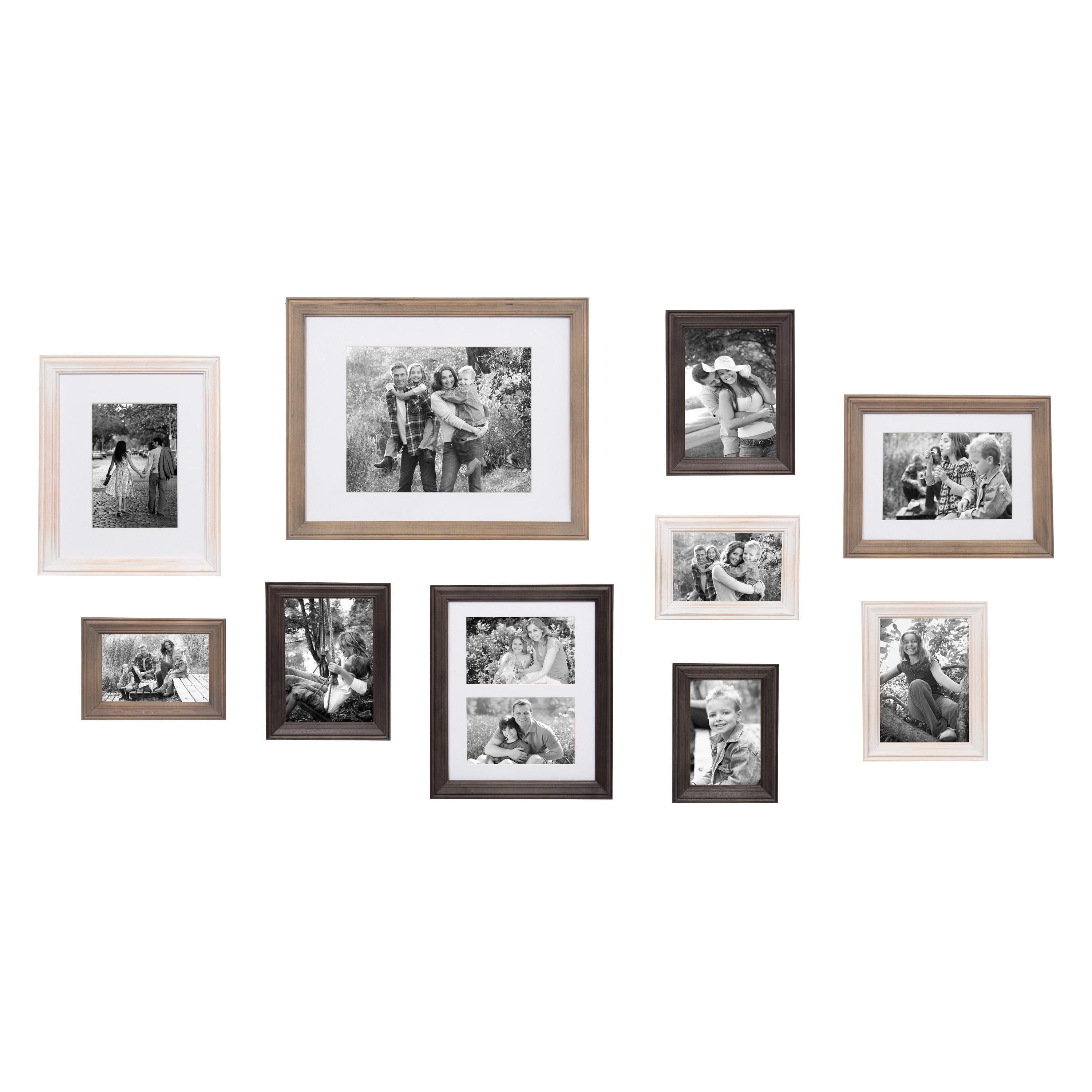 10pc Bordeaux Frame Box Set White/Black/Natural Wood - Kate and Laurel: Wall Gallery Kit, Multi-Size Display