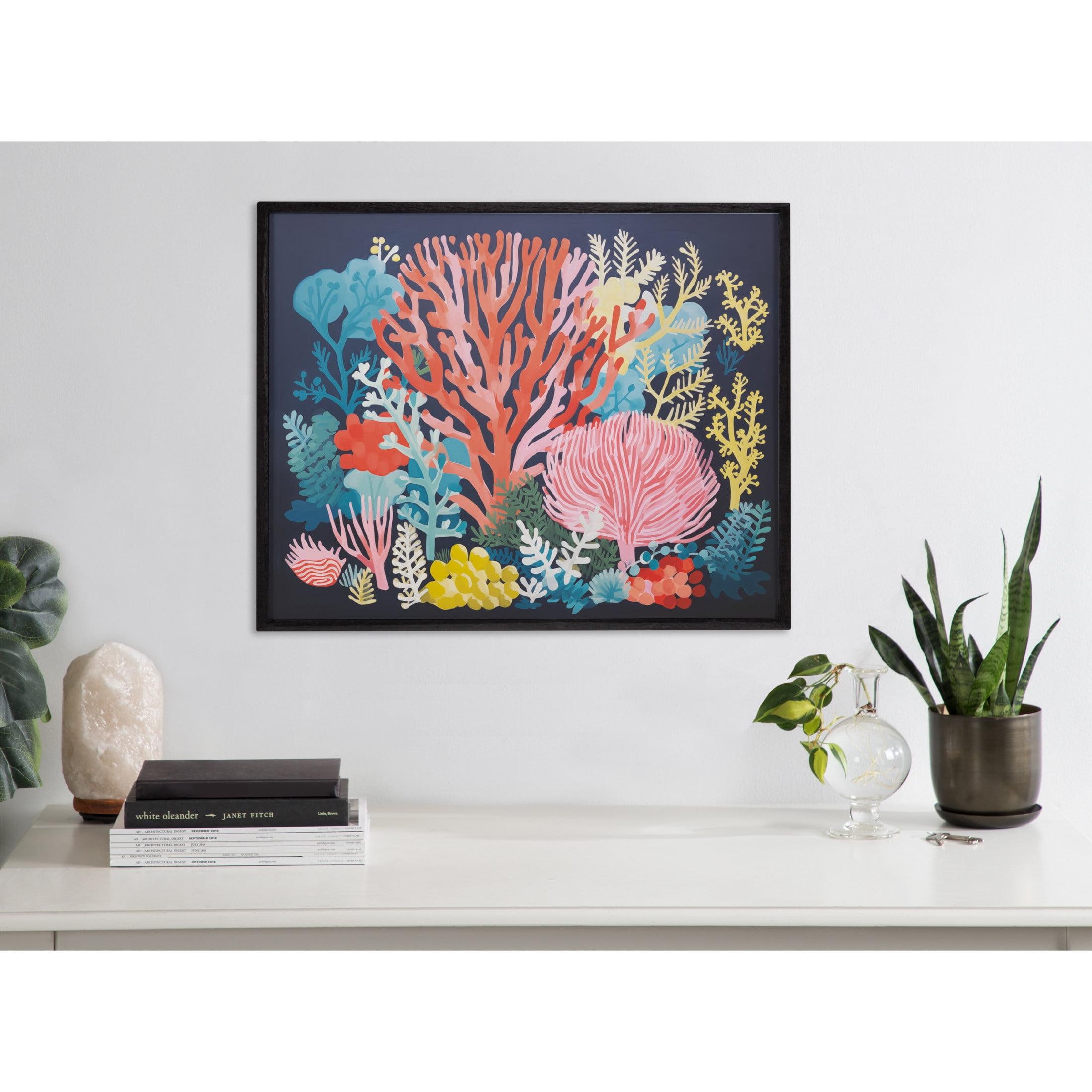 Kate & Laurel All Things Decor 20"x16" Gallery Bright Coral Underwater Ocean Print by The Creative Bunch Studio Black