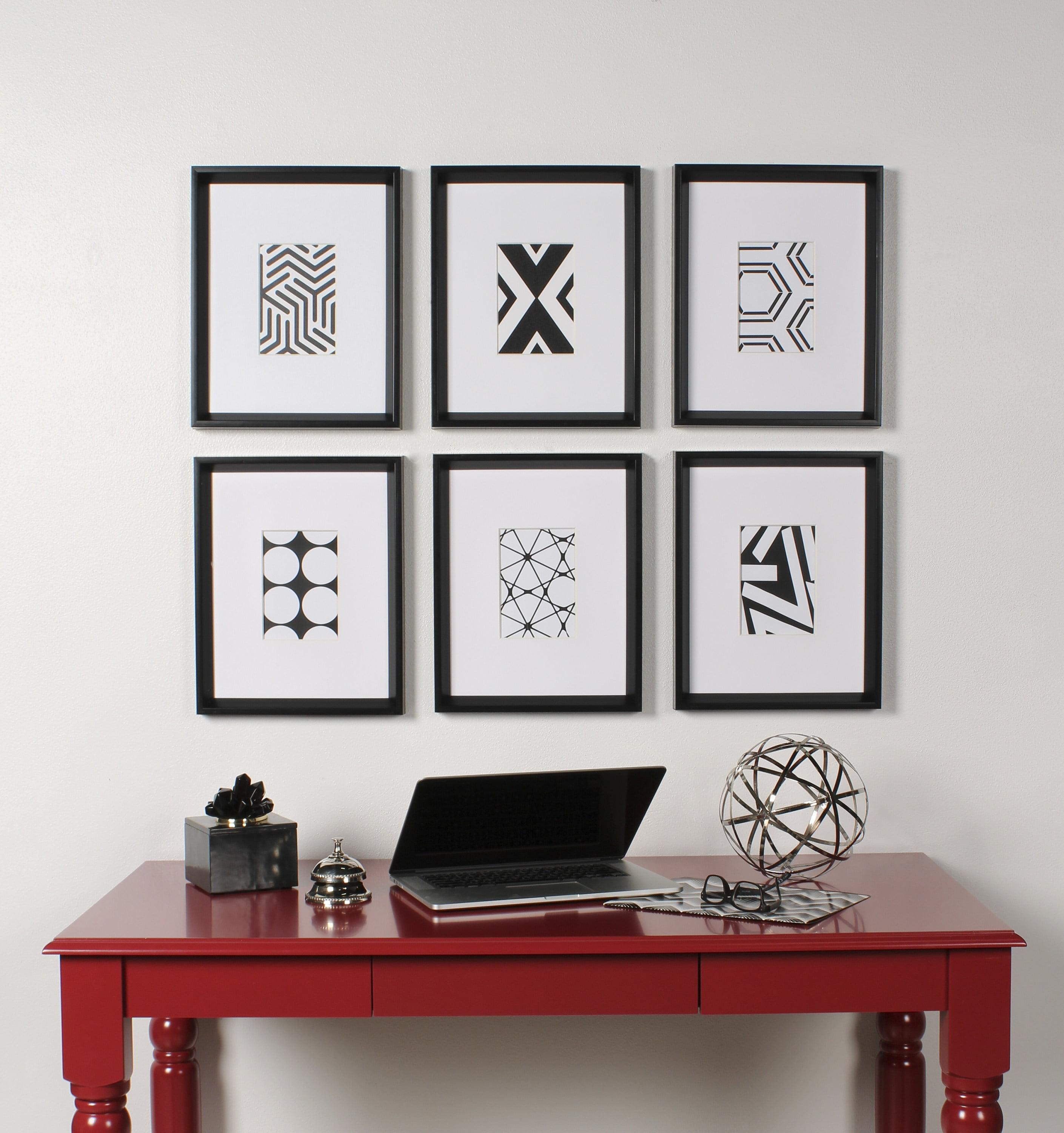 6pc 12" x 15" Calter Framed Print Art Set Black - Kate and Laurel