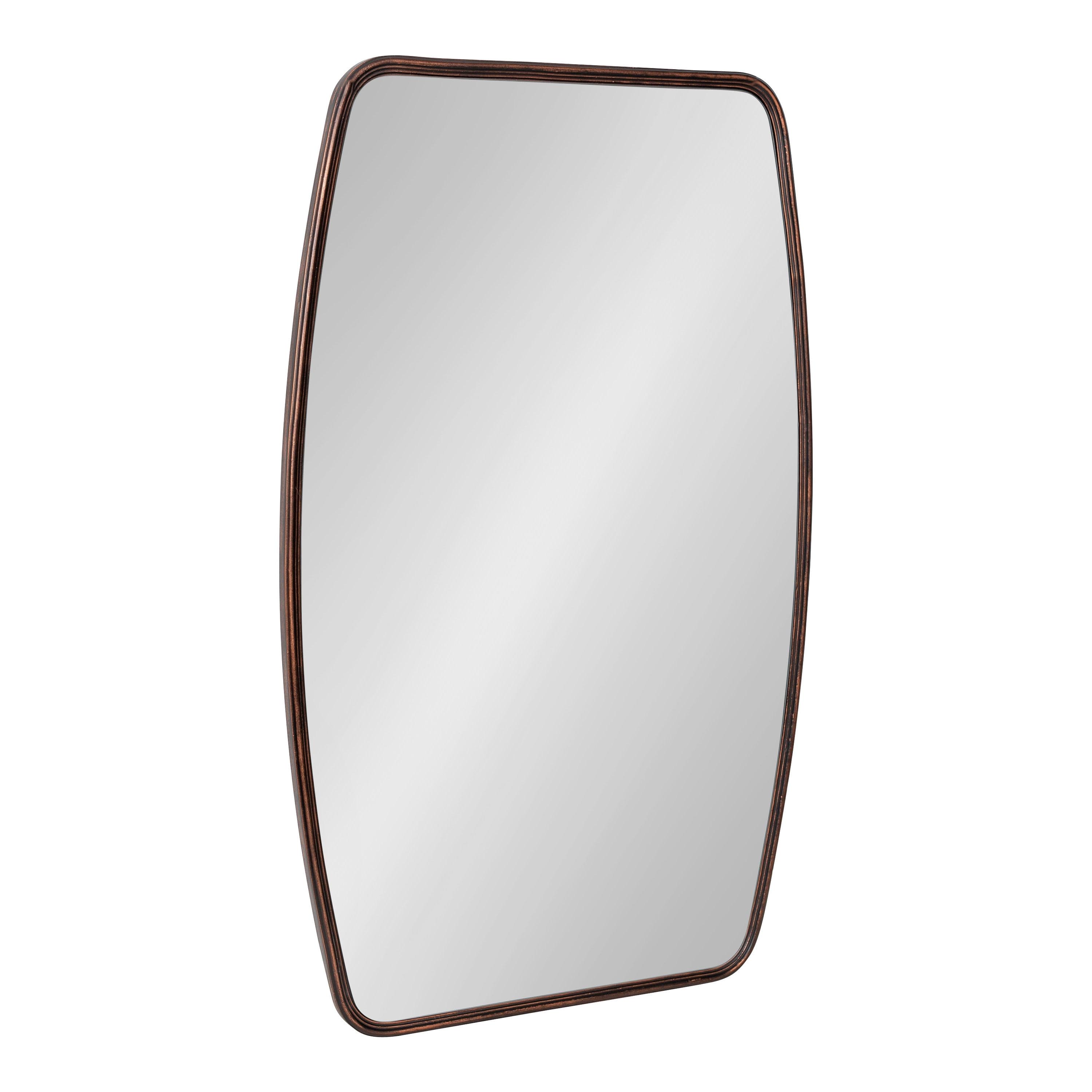 Kate and Laurel Caskill Modern Barrel Mirror, 20 x 32, Bronze, Rounded Rectangle Mirror for Wall