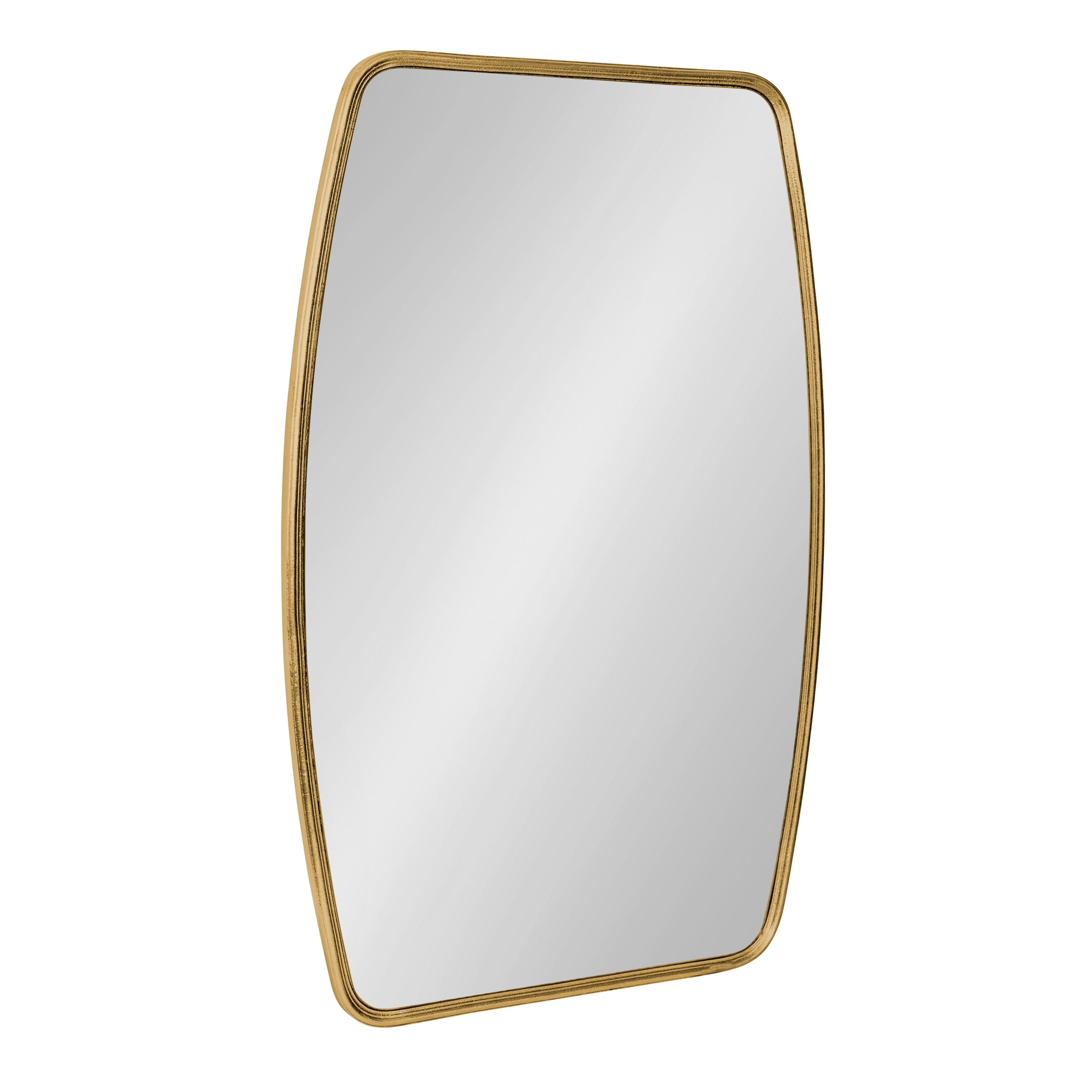 Kate and Laurel Caskill Modern Barrel Mirror, 20 x 32, Gold, Rounded Rectangle Mirror for Wall